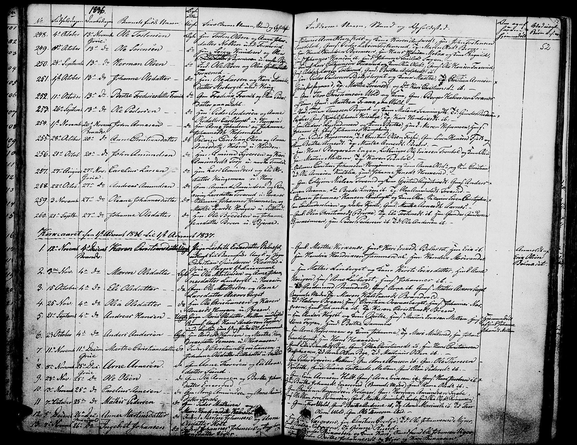 Grue prestekontor, AV/SAH-PREST-036/H/Ha/Haa/L0007: Parish register (official) no. 7, 1830-1847, p. 52