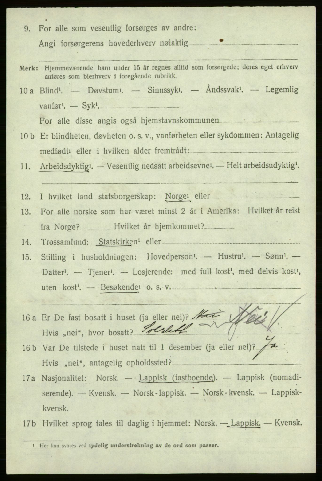 SATØ, 1920 census for Kautokeino, 1920, p. 1452