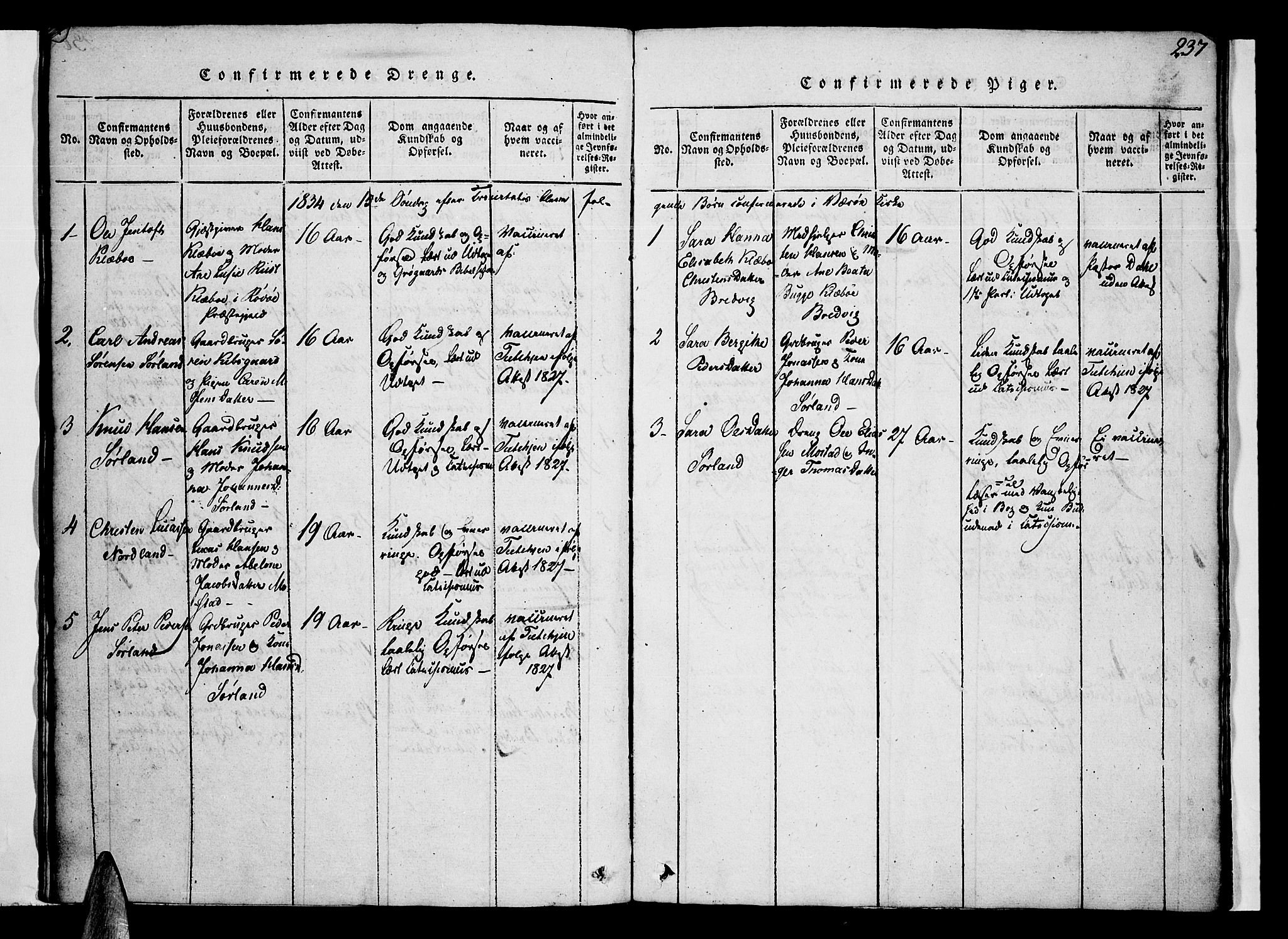 Ministerialprotokoller, klokkerbøker og fødselsregistre - Nordland, SAT/A-1459/807/L0120: Parish register (official) no. 807A03, 1821-1848, p. 237