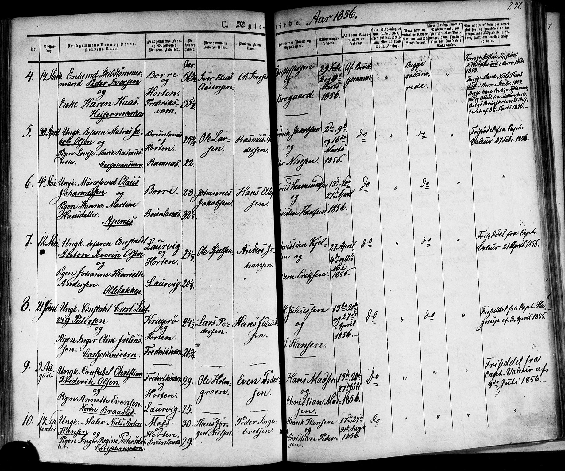 Horten kirkebøker, AV/SAKO-A-348/F/Fa/L0001: Parish register (official) no. 1, 1855-1871, p. 247