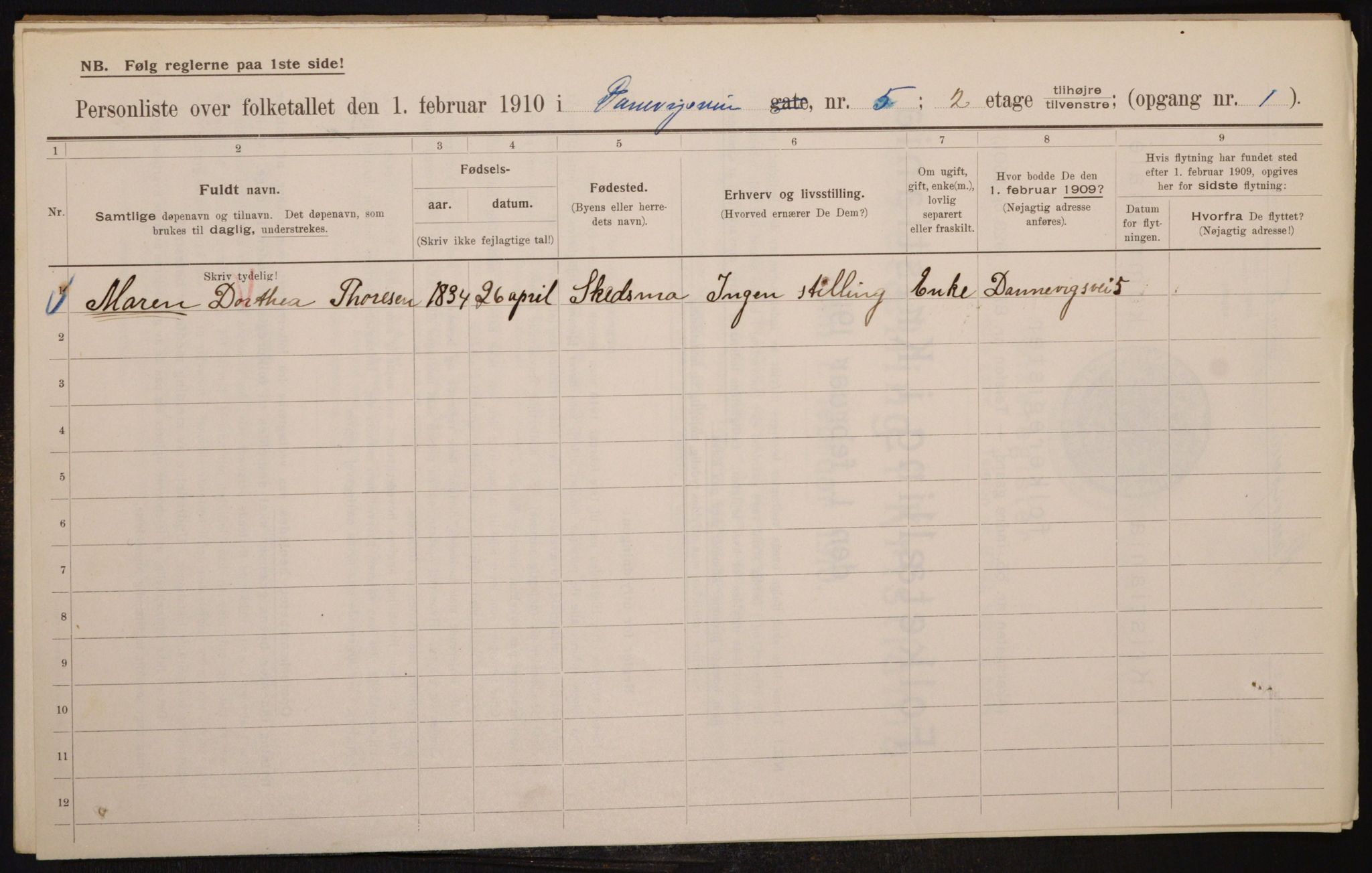 OBA, Municipal Census 1910 for Kristiania, 1910, p. 14449