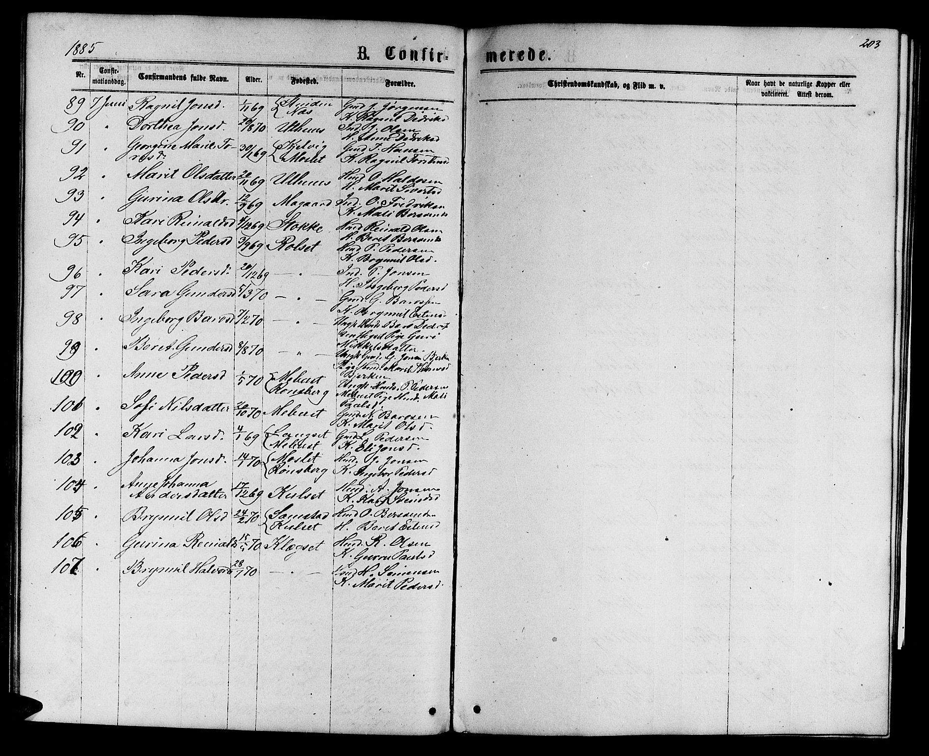Ministerialprotokoller, klokkerbøker og fødselsregistre - Sør-Trøndelag, AV/SAT-A-1456/695/L1156: Parish register (copy) no. 695C07, 1869-1888, p. 203