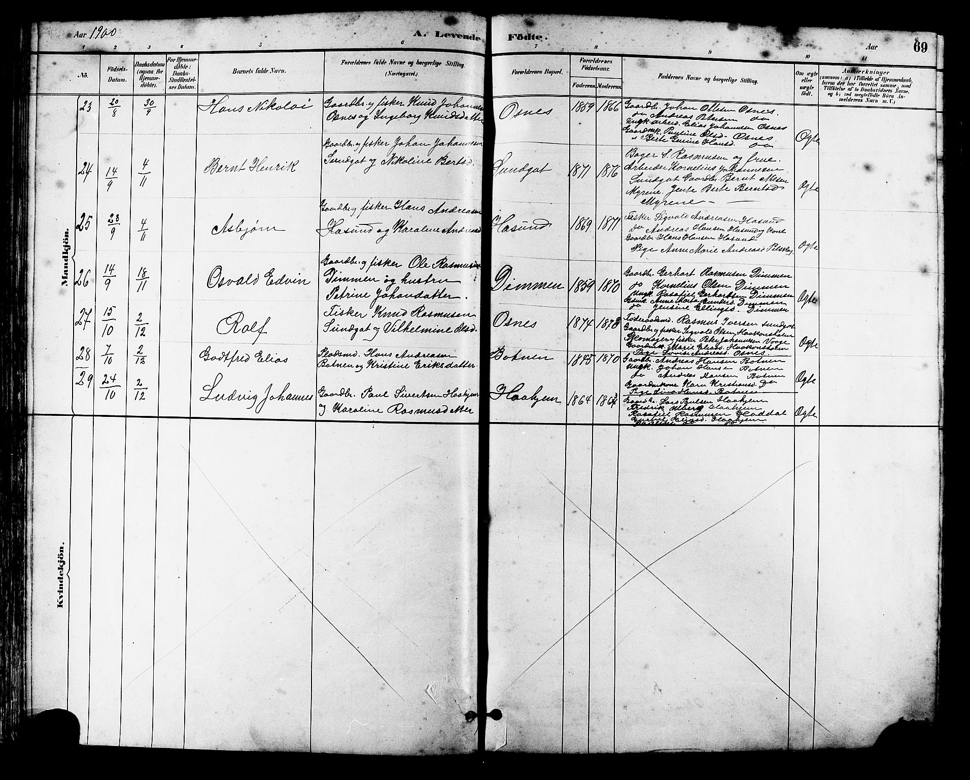 Ministerialprotokoller, klokkerbøker og fødselsregistre - Møre og Romsdal, AV/SAT-A-1454/509/L0112: Parish register (copy) no. 509C02, 1883-1922, p. 69