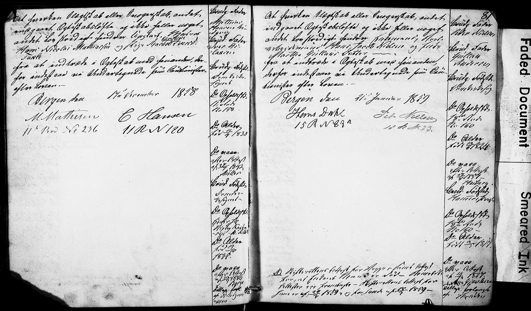 Domkirken sokneprestembete, SAB/A-74801: Best man's statements no. II.5.5, 1857-1863, p. 81