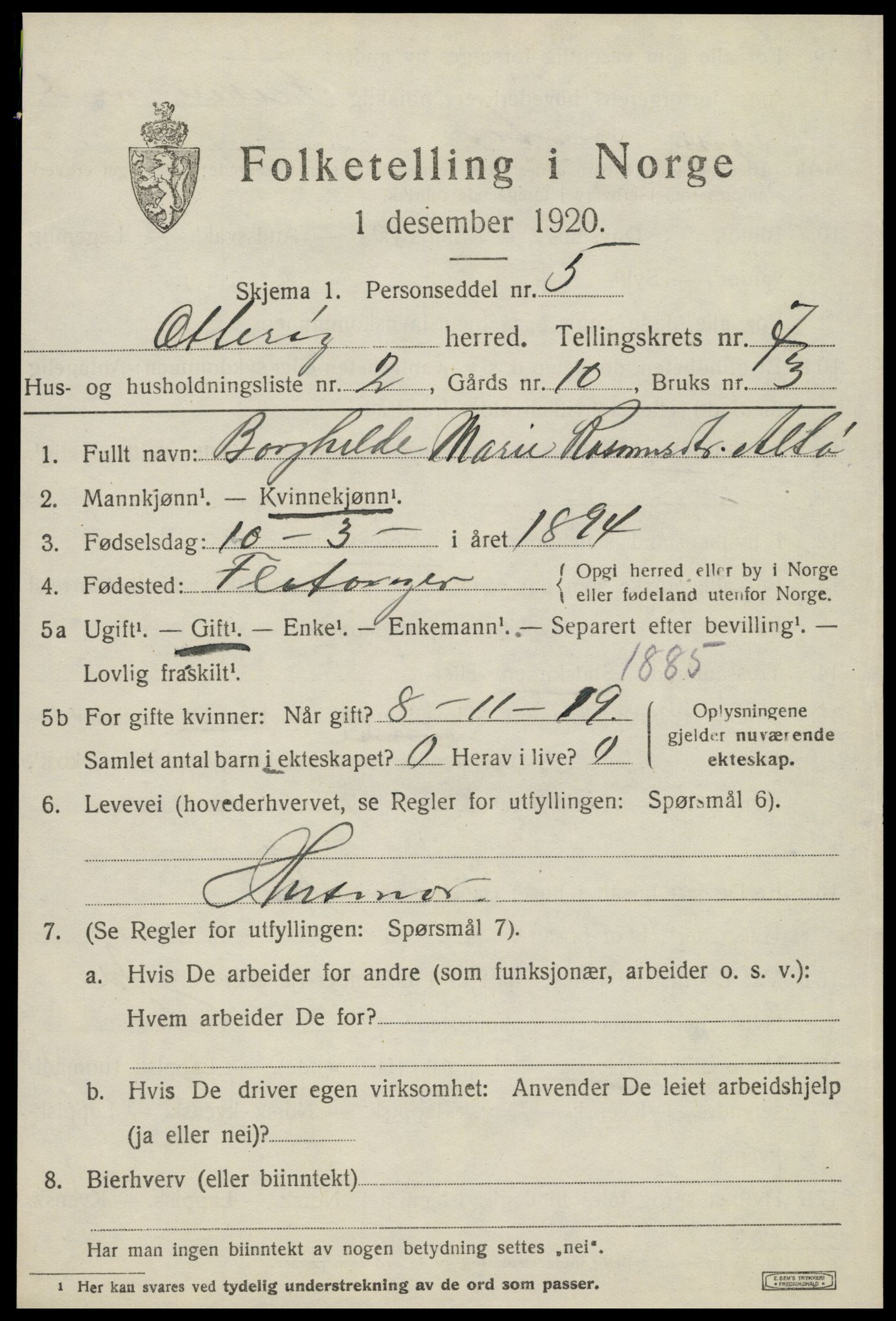 SAT, 1920 census for Otterøy, 1920, p. 2611