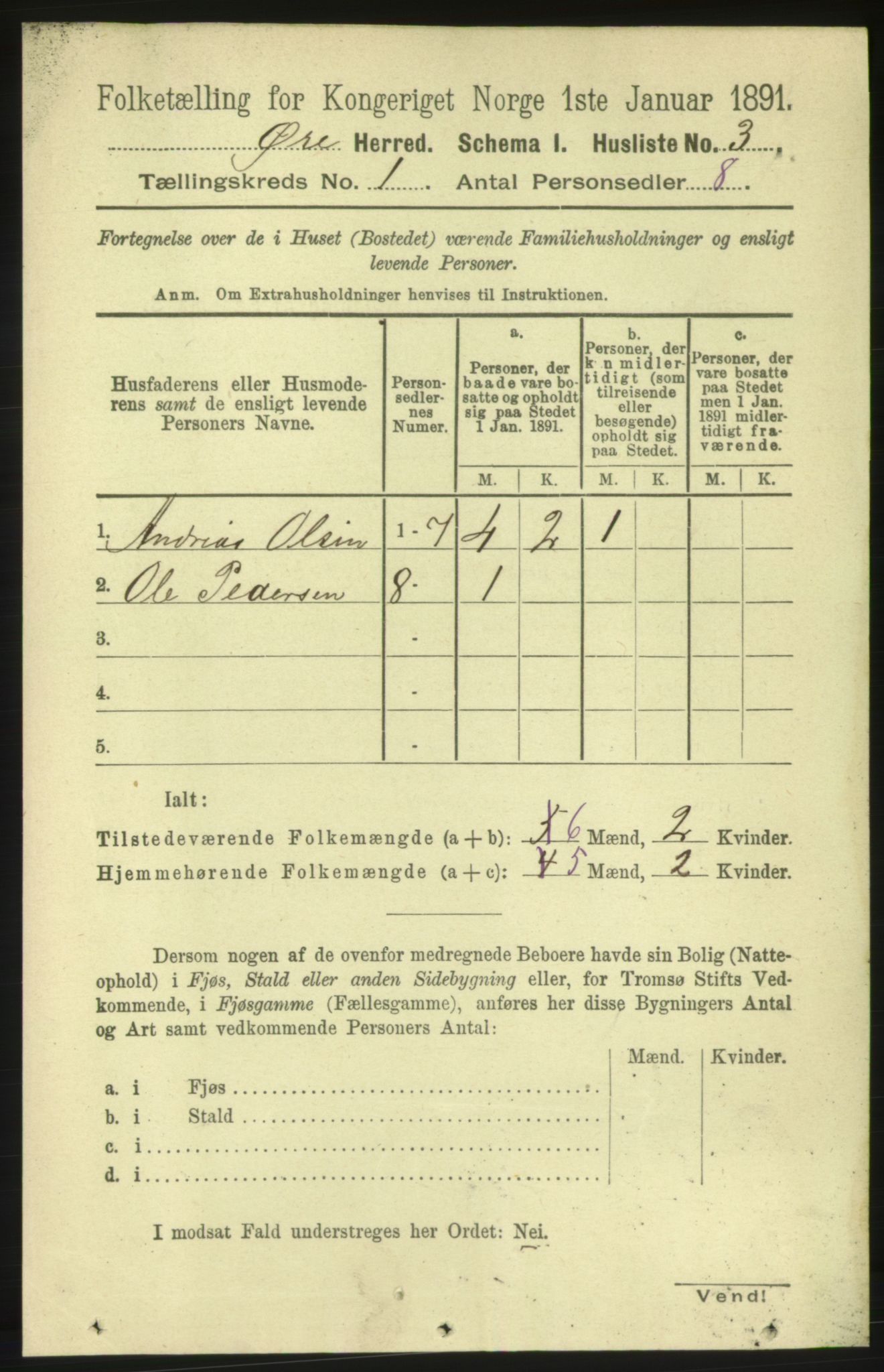 RA, 1891 census for 1558 Øre, 1891, p. 20