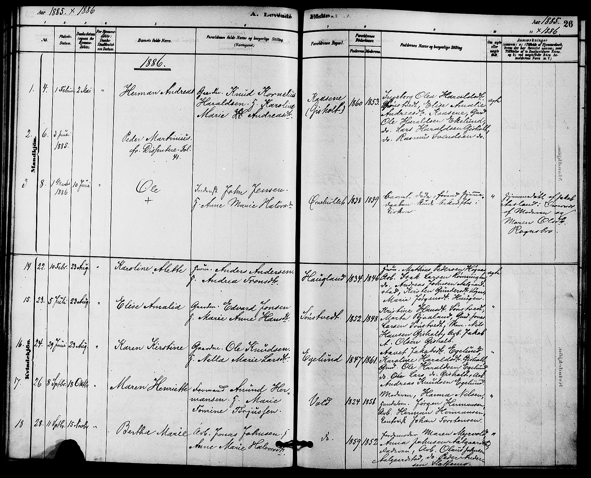Solum kirkebøker, SAKO/A-306/F/Fc/L0001: Parish register (official) no. III 1, 1877-1891, p. 26