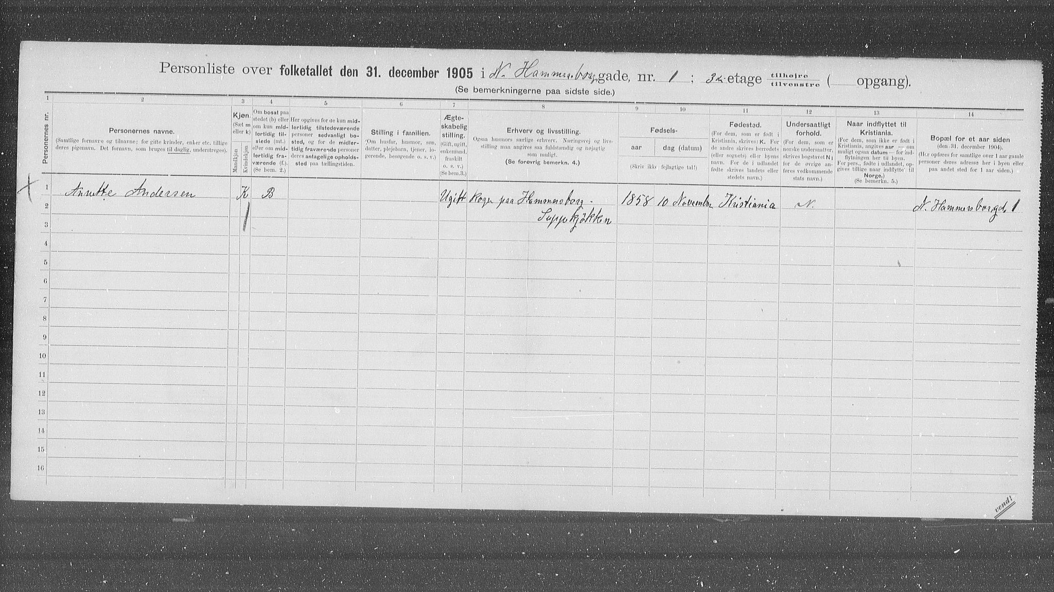 OBA, Municipal Census 1905 for Kristiania, 1905, p. 36348