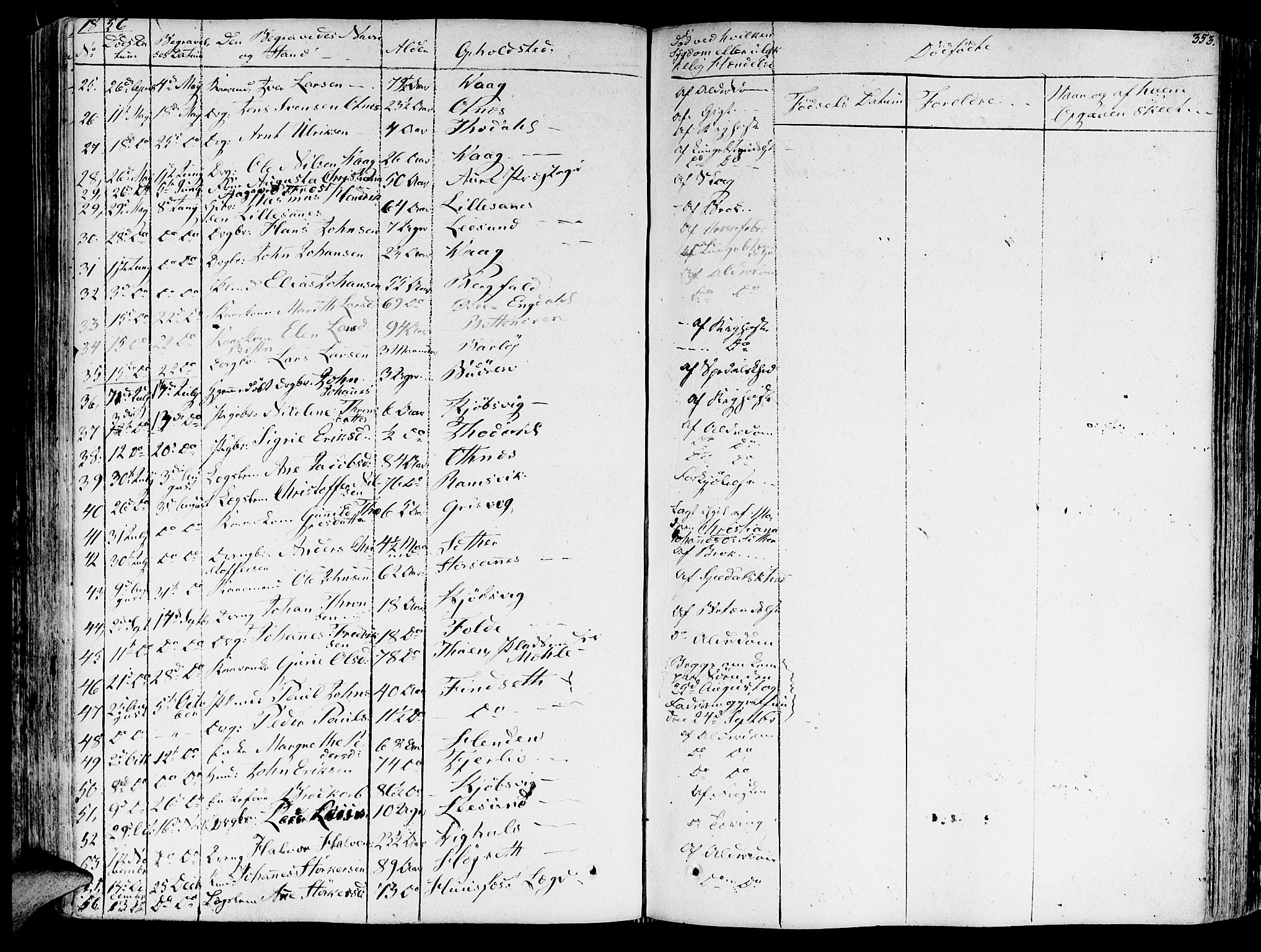 Ministerialprotokoller, klokkerbøker og fødselsregistre - Møre og Romsdal, AV/SAT-A-1454/578/L0904: Parish register (official) no. 578A03, 1836-1858, p. 353