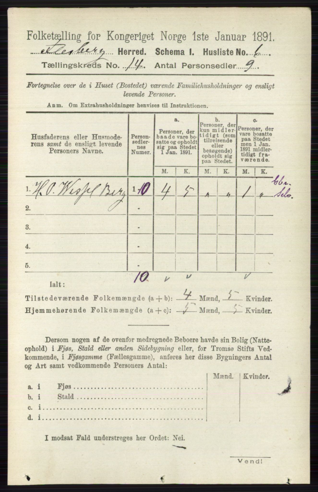 RA, 1891 census for 0631 Flesberg, 1891, p. 2412