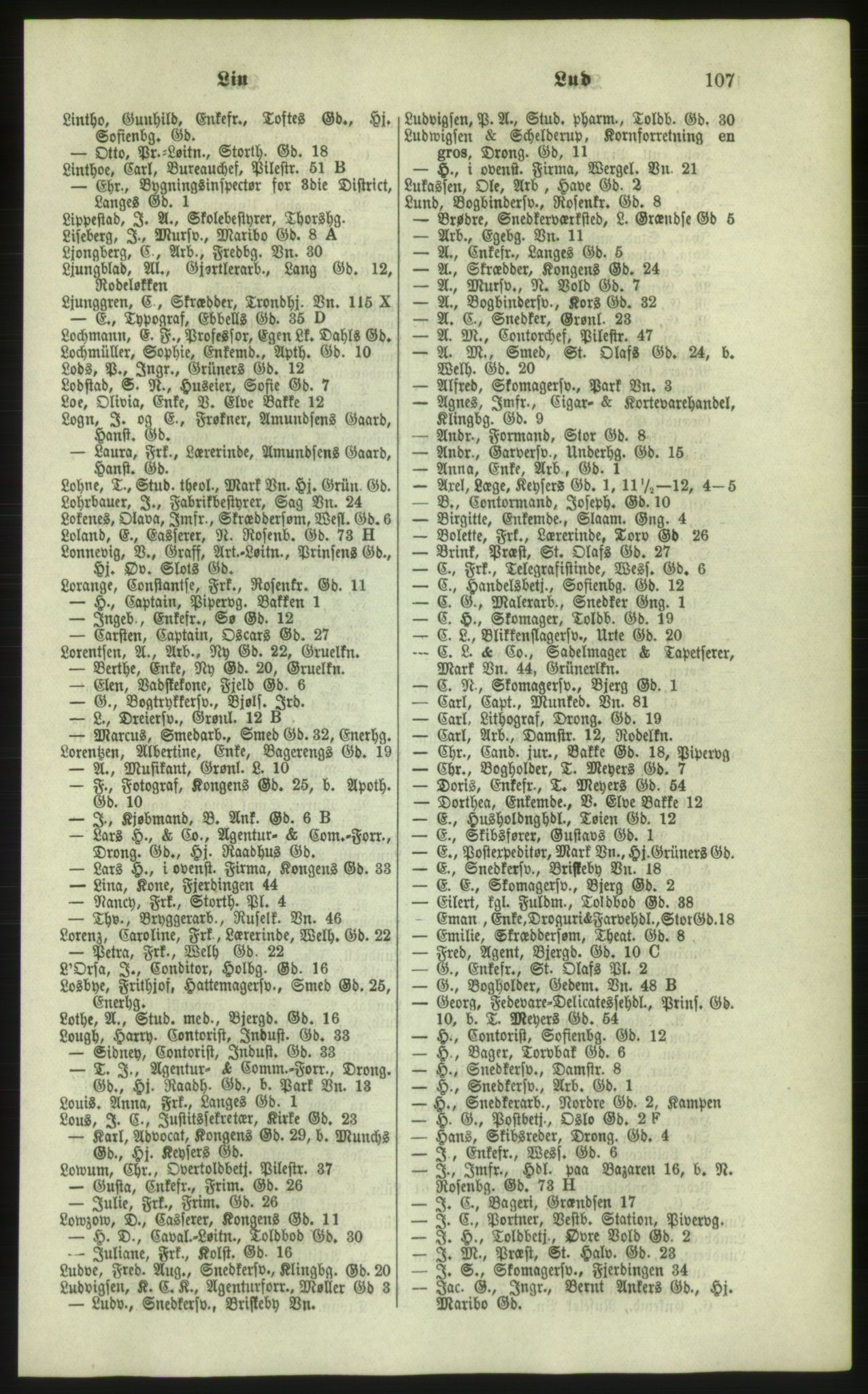 Kristiania/Oslo adressebok, PUBL/-, 1879, p. 107