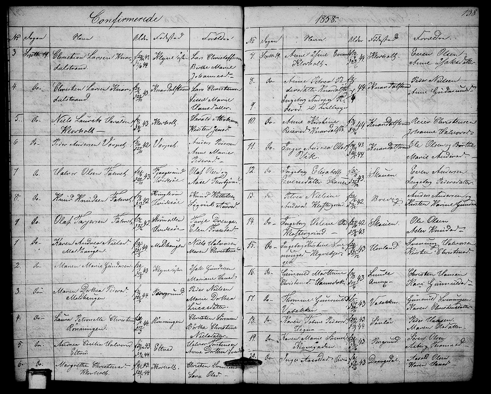 Solum kirkebøker, AV/SAKO-A-306/G/Ga/L0003: Parish register (copy) no. I 3, 1848-1859, p. 138