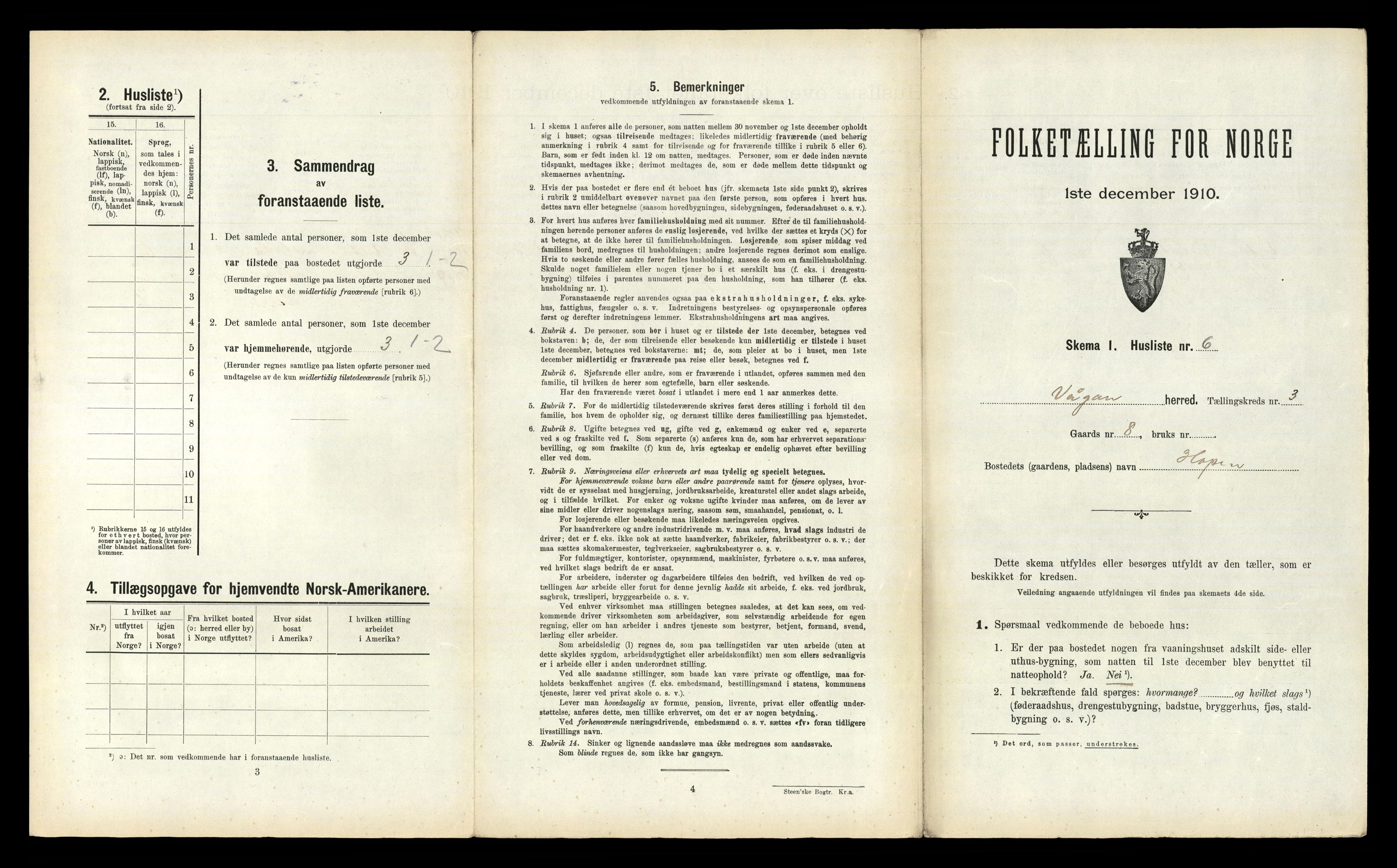 RA, 1910 census for Vågan, 1910, p. 277