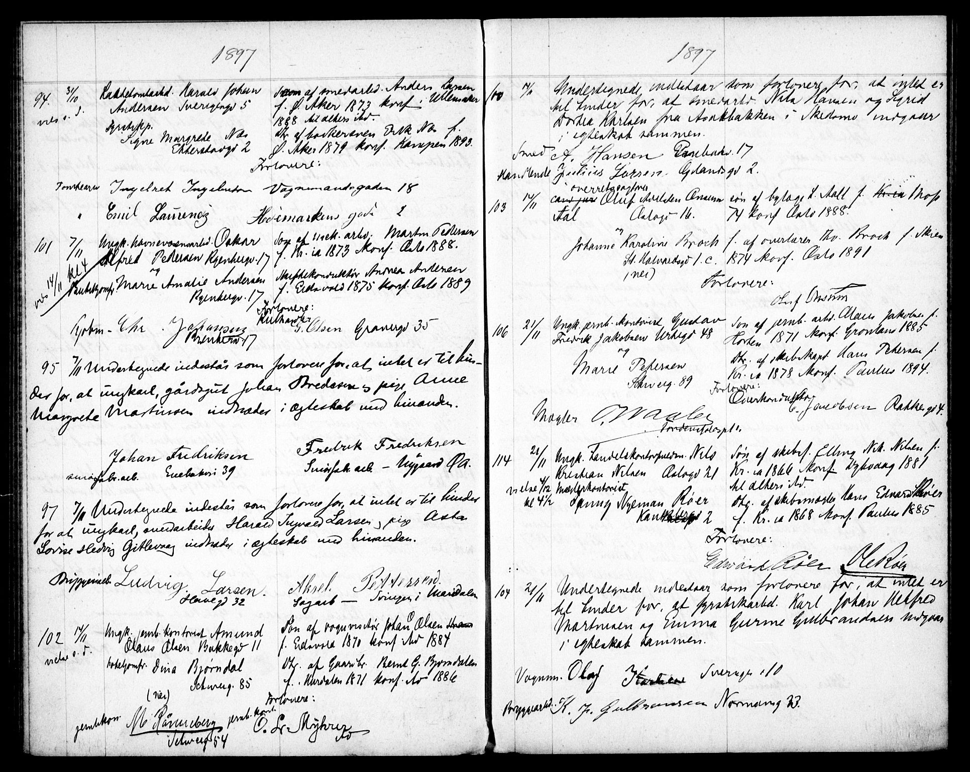 Gamlebyen prestekontor Kirkebøker, AV/SAO-A-10884/H/Ha/L0001: Banns register no. 1, 1891-1898