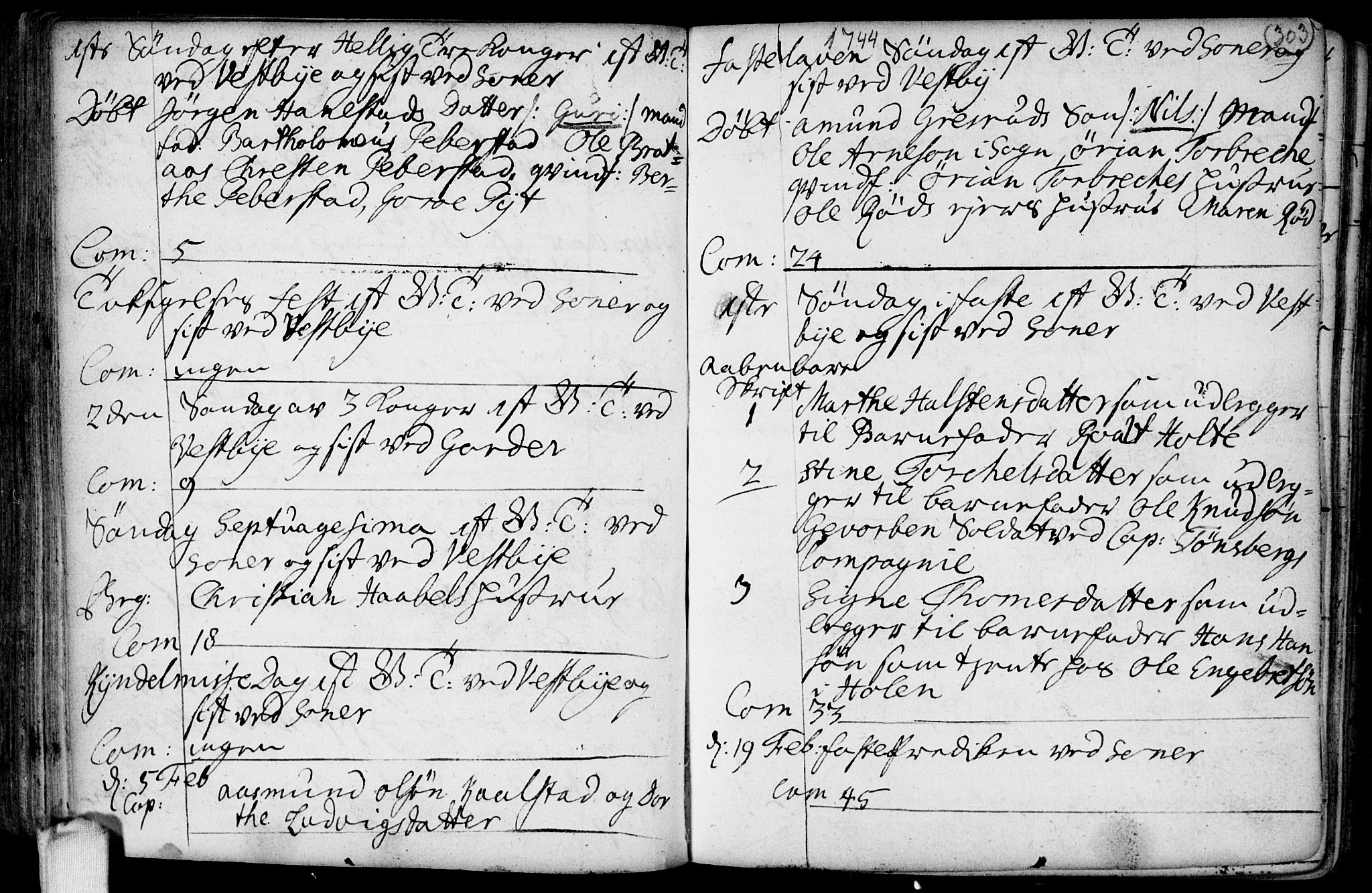 Vestby prestekontor Kirkebøker, AV/SAO-A-10893/F/Fa/L0001.b: Parish register (official) no. I 1B, 1714-1759, p. 303