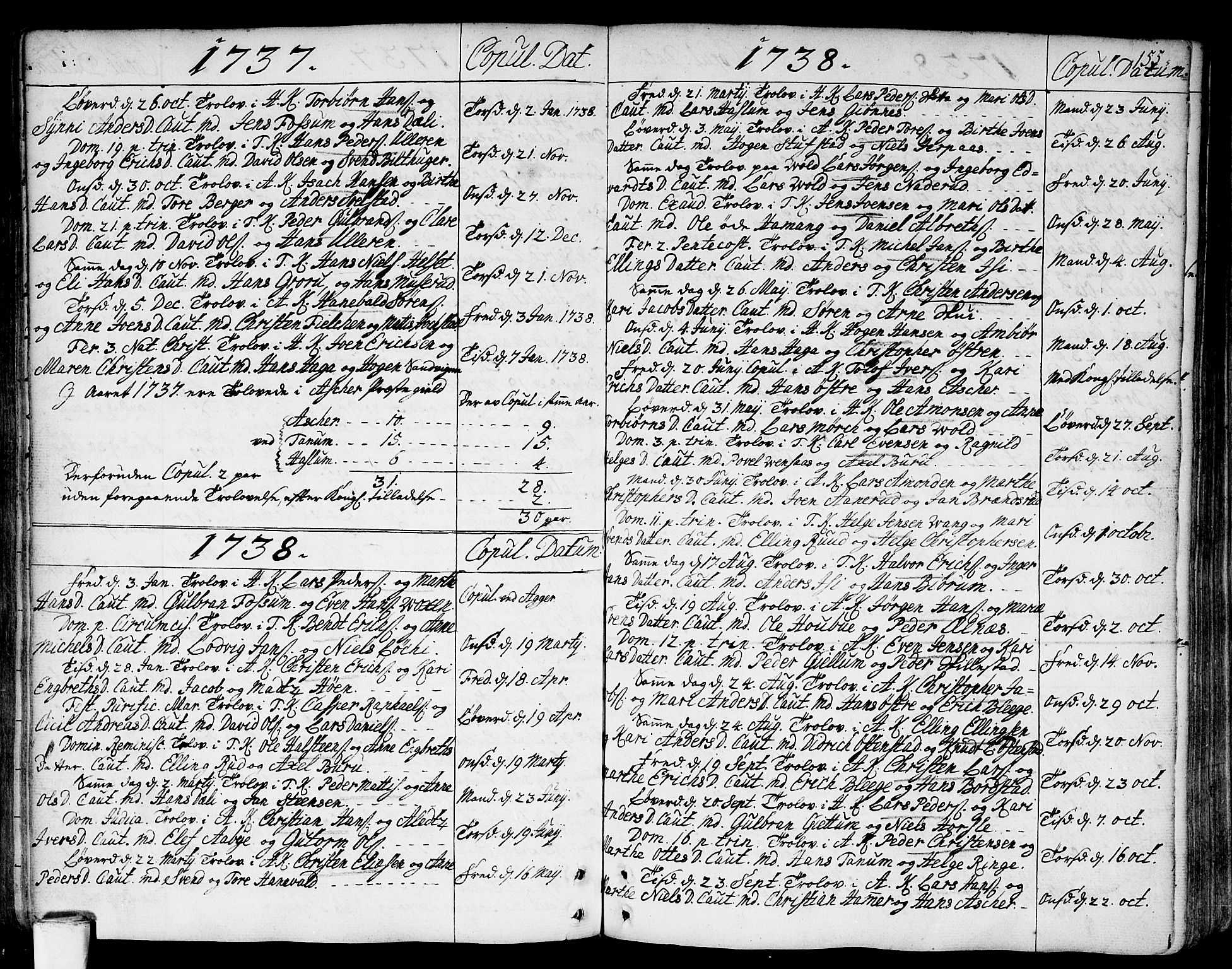 Asker prestekontor Kirkebøker, SAO/A-10256a/F/Fa/L0002: Parish register (official) no. I 2, 1733-1766, p. 155