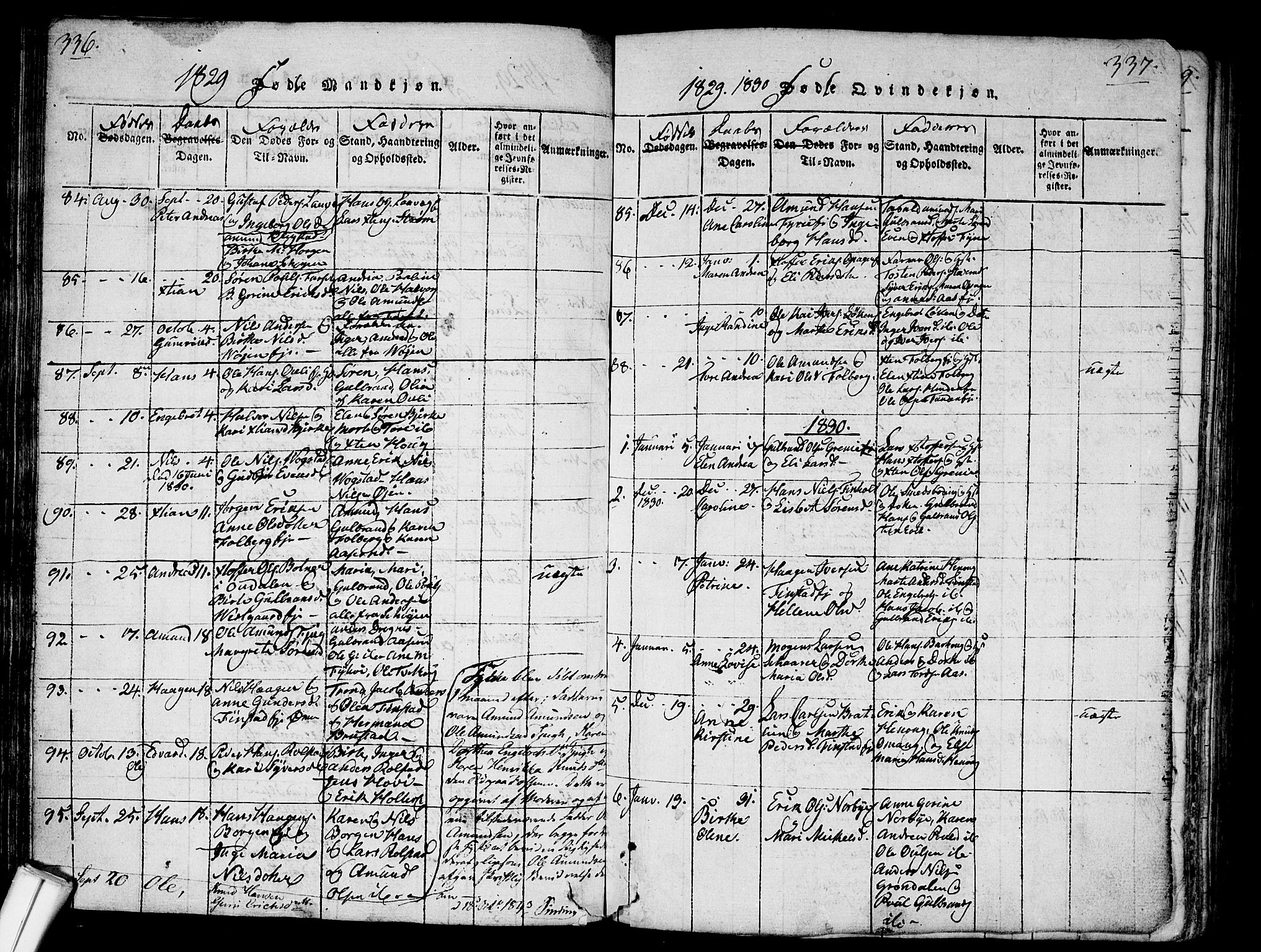 Nes prestekontor Kirkebøker, SAO/A-10410/G/Ga/L0001: Parish register (copy) no. I 1, 1815-1835, p. 336-337