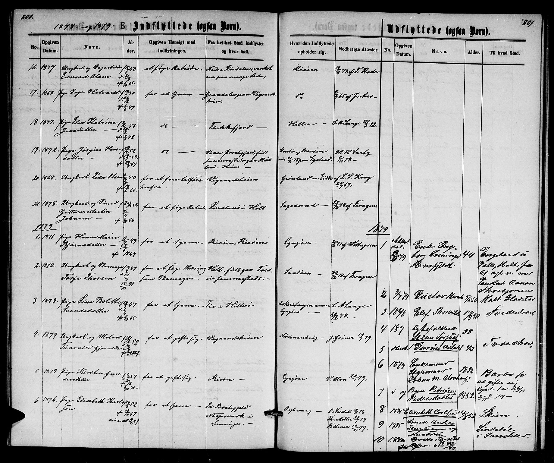 Dypvåg sokneprestkontor, SAK/1111-0007/F/Fb/Fba/L0012: Parish register (copy) no. B 12, 1872-1886, p. 800-801