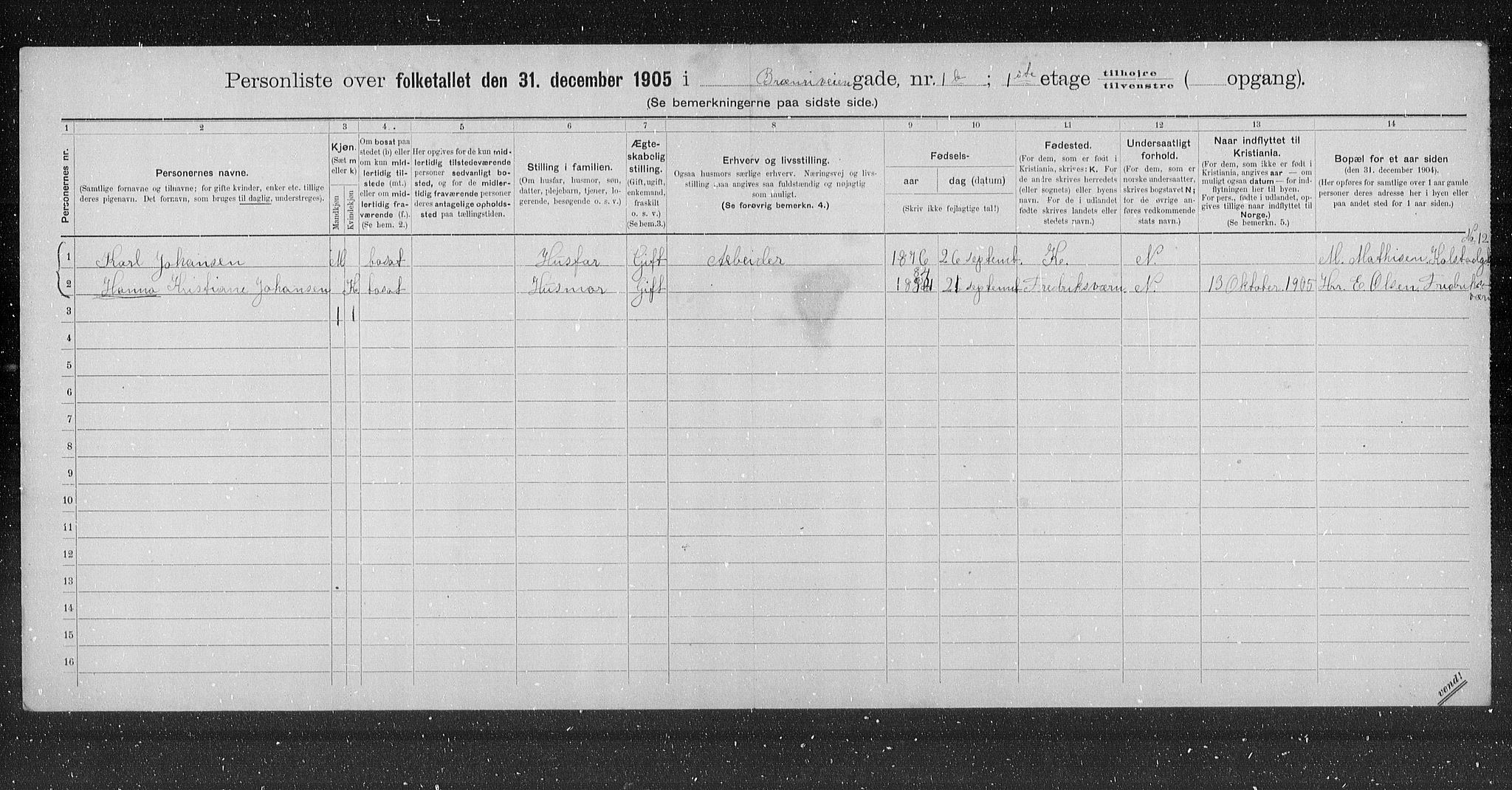 OBA, Municipal Census 1905 for Kristiania, 1905, p. 5246