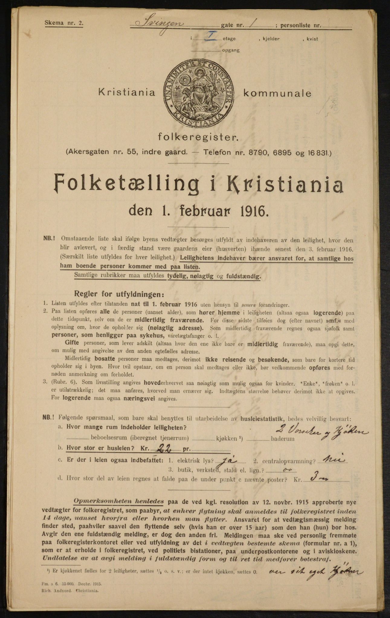 OBA, Municipal Census 1916 for Kristiania, 1916, p. 109068