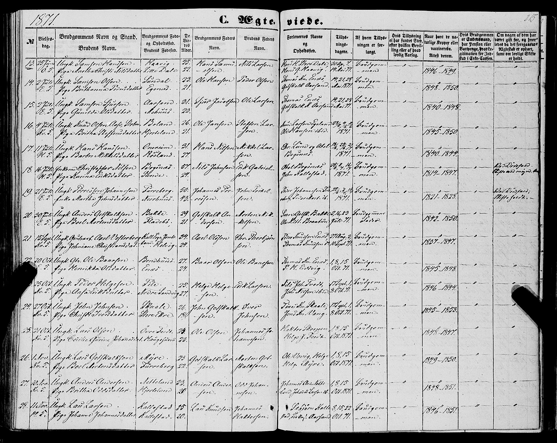 Kvinnherad sokneprestembete, SAB/A-76401/H/Haa: Parish register (official) no. A 8, 1854-1872, p. 215