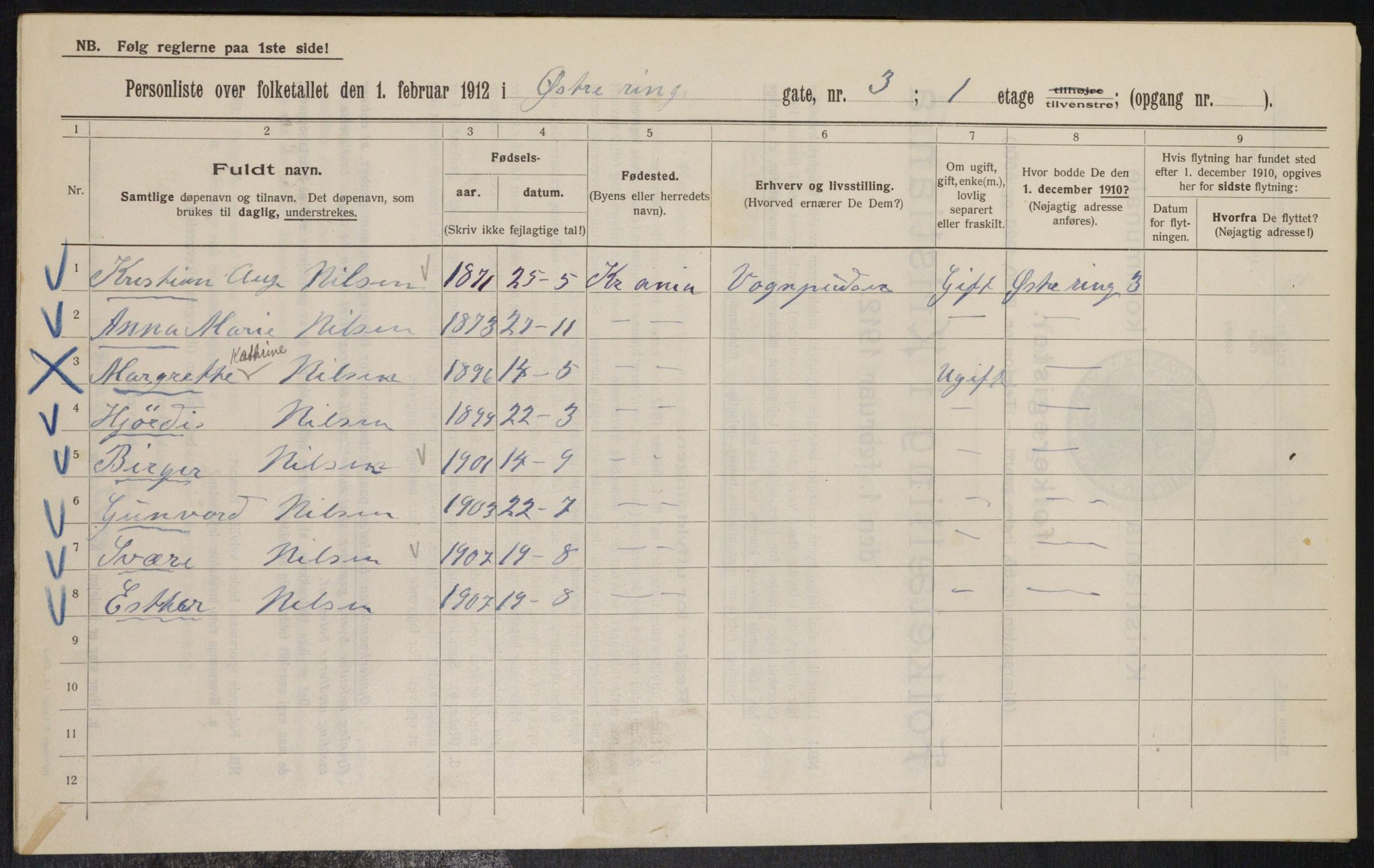 OBA, Municipal Census 1912 for Kristiania, 1912, p. 129425