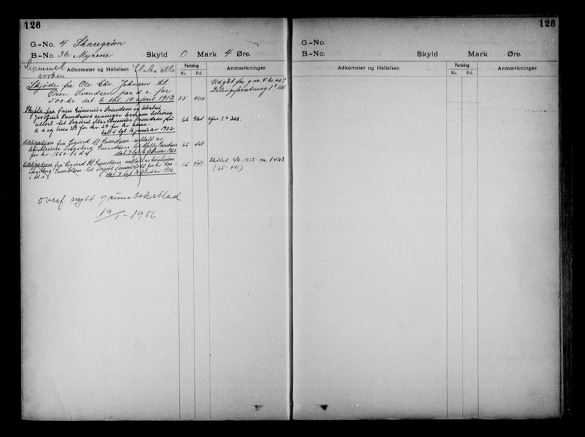 Vestre Nedenes/Sand sorenskriveri, SAK/1221-0010/G/Ga/L0022: Mortgage register no. 15, 1899-1957, p. 126
