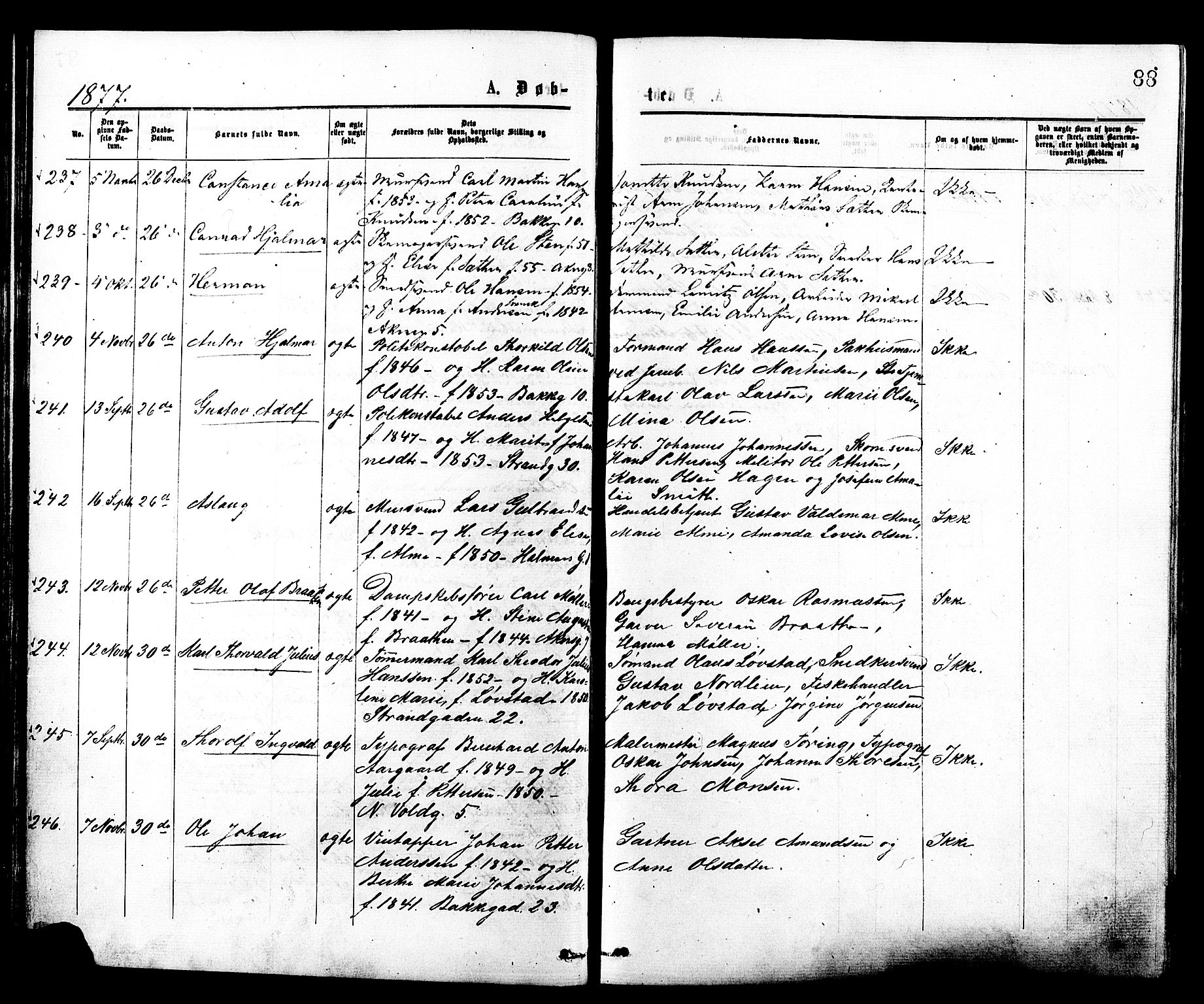 Johannes prestekontor Kirkebøker, AV/SAO-A-10852/F/Fa/L0001: Parish register (official) no. 1, 1875-1881, p. 88