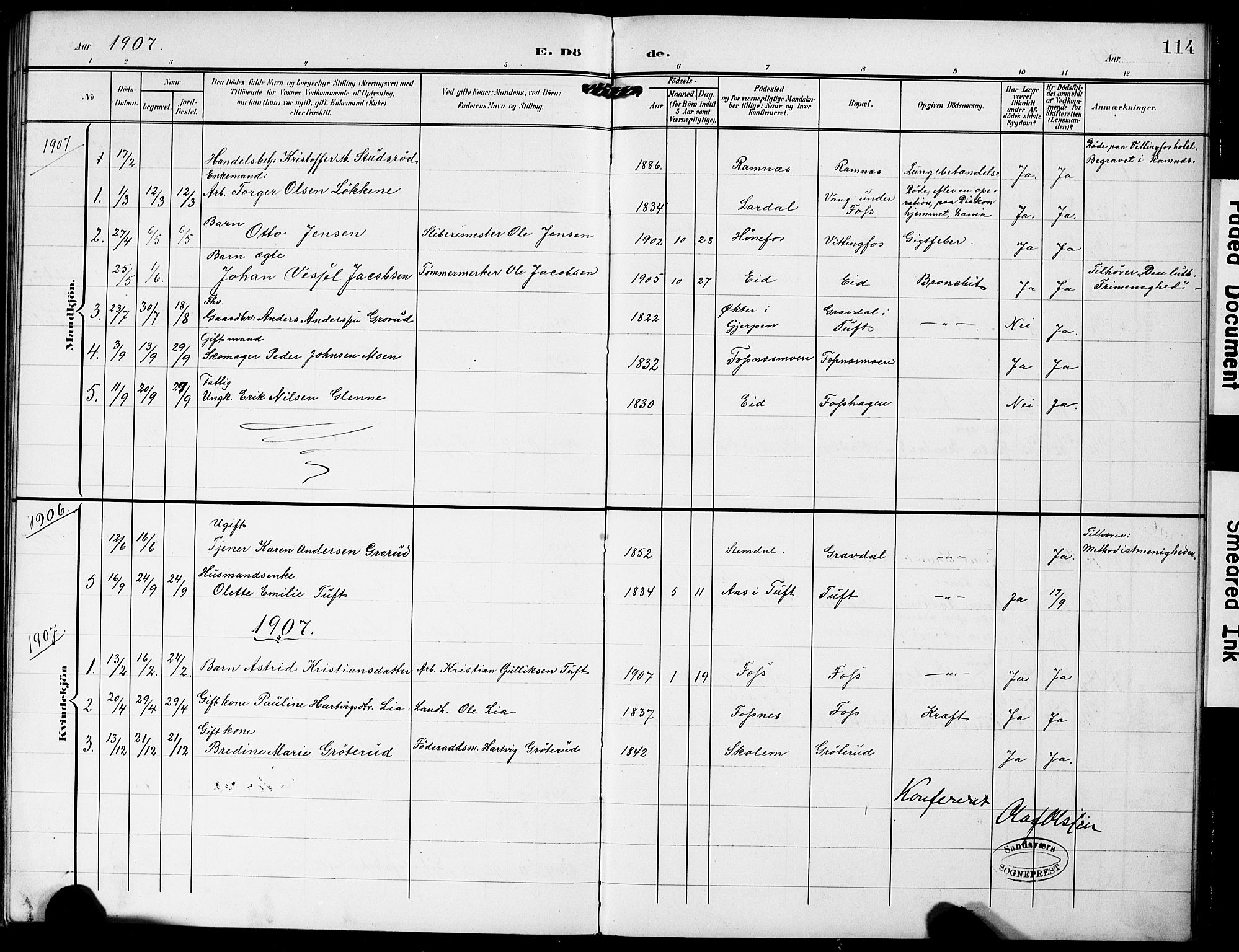 Sandsvær kirkebøker, AV/SAKO-A-244/G/Gc/L0001: Parish register (copy) no. III 1, 1878-1928, p. 114