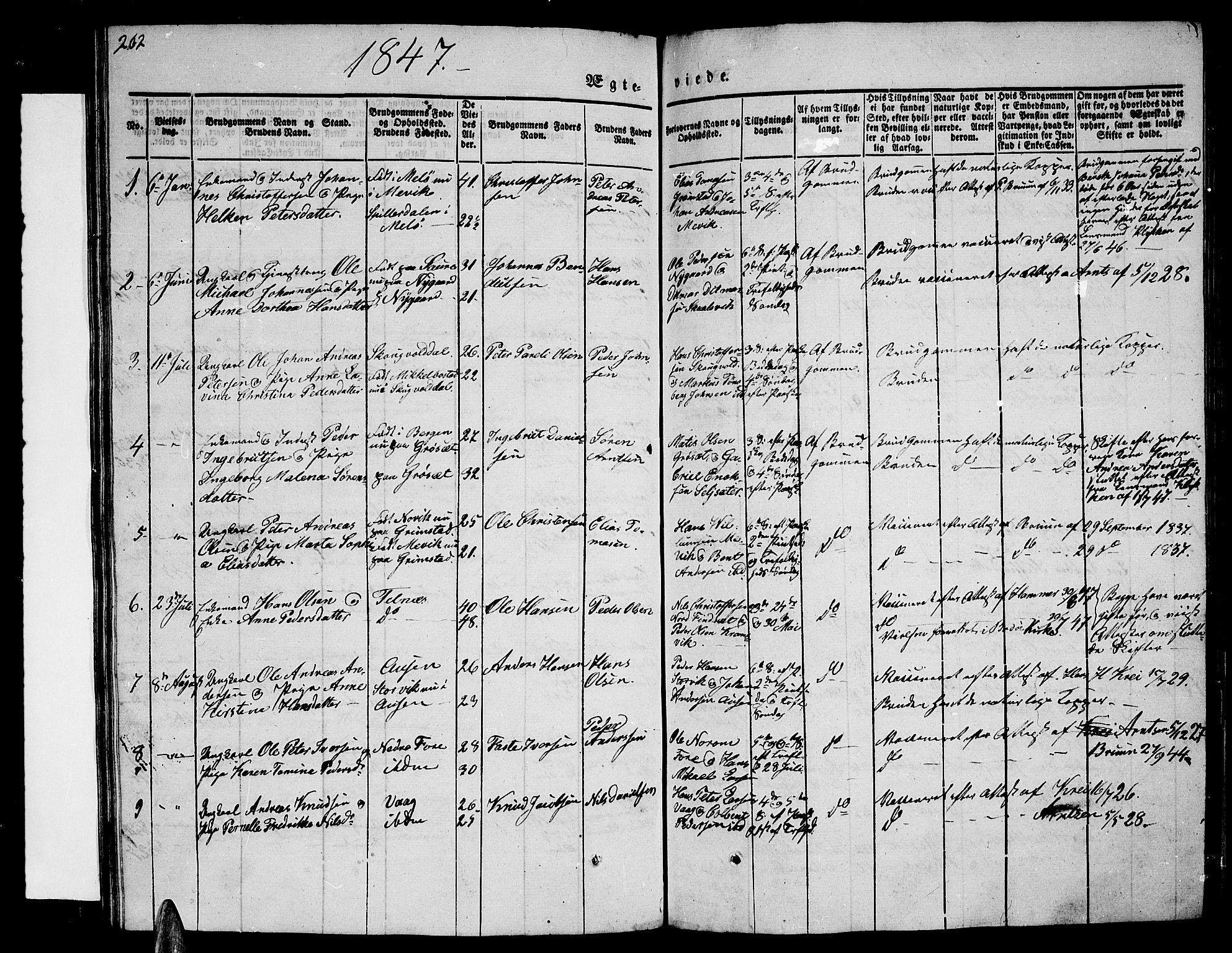 Ministerialprotokoller, klokkerbøker og fødselsregistre - Nordland, AV/SAT-A-1459/805/L0106: Parish register (copy) no. 805C02, 1841-1861, p. 262