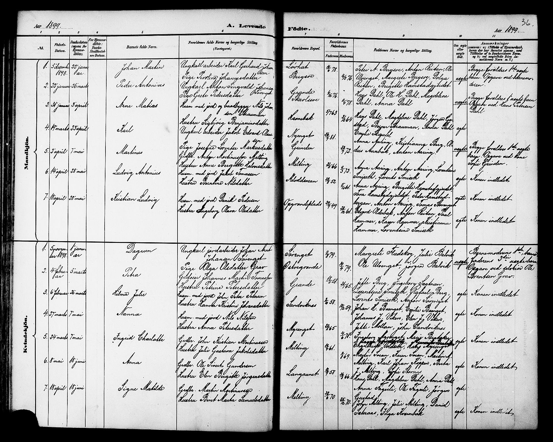 Ministerialprotokoller, klokkerbøker og fødselsregistre - Nord-Trøndelag, SAT/A-1458/733/L0327: Parish register (copy) no. 733C02, 1888-1918, p. 36