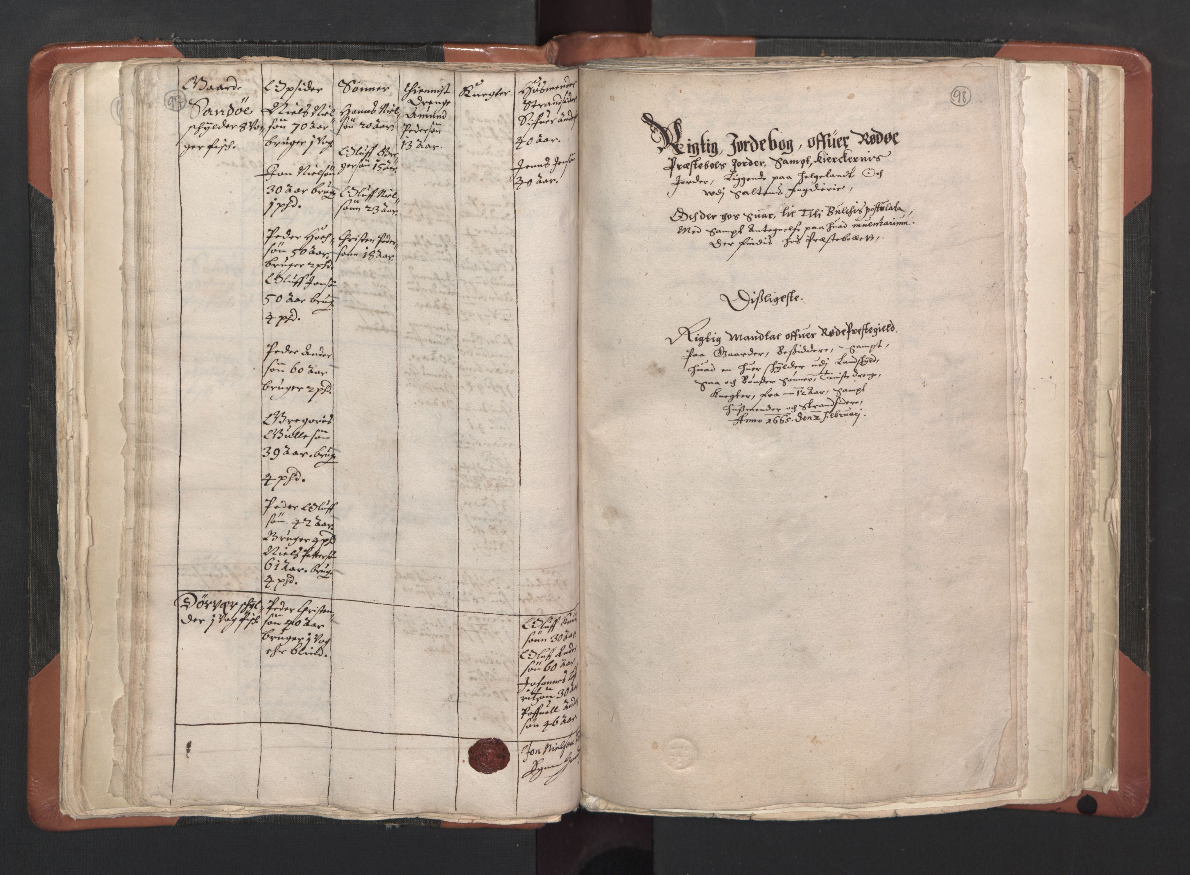 RA, Vicar's Census 1664-1666, no. 35: Helgeland deanery and Salten deanery, 1664-1666, p. 97-98