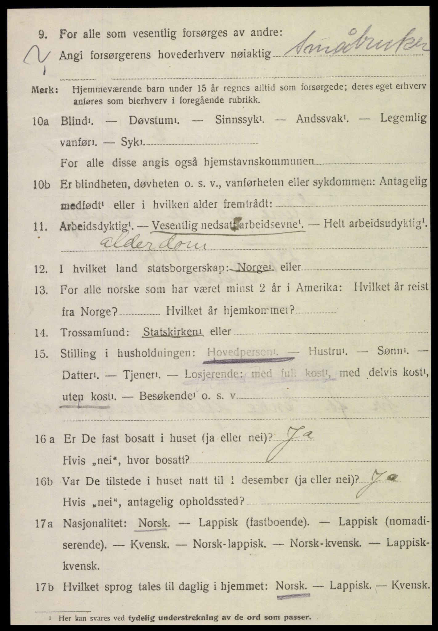 SAT, 1920 census for Egge, 1920, p. 3873
