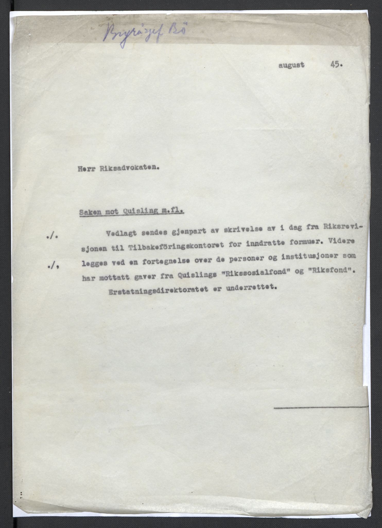 Landssvikarkivet, Oslo politikammer, AV/RA-S-3138-01/D/Da/L0003: Dnr. 29, 1945, p. 2777