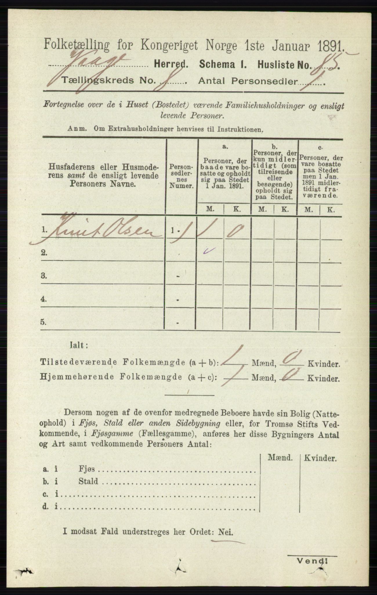 RA, 1891 census for 0515 Vågå, 1891, p. 4876