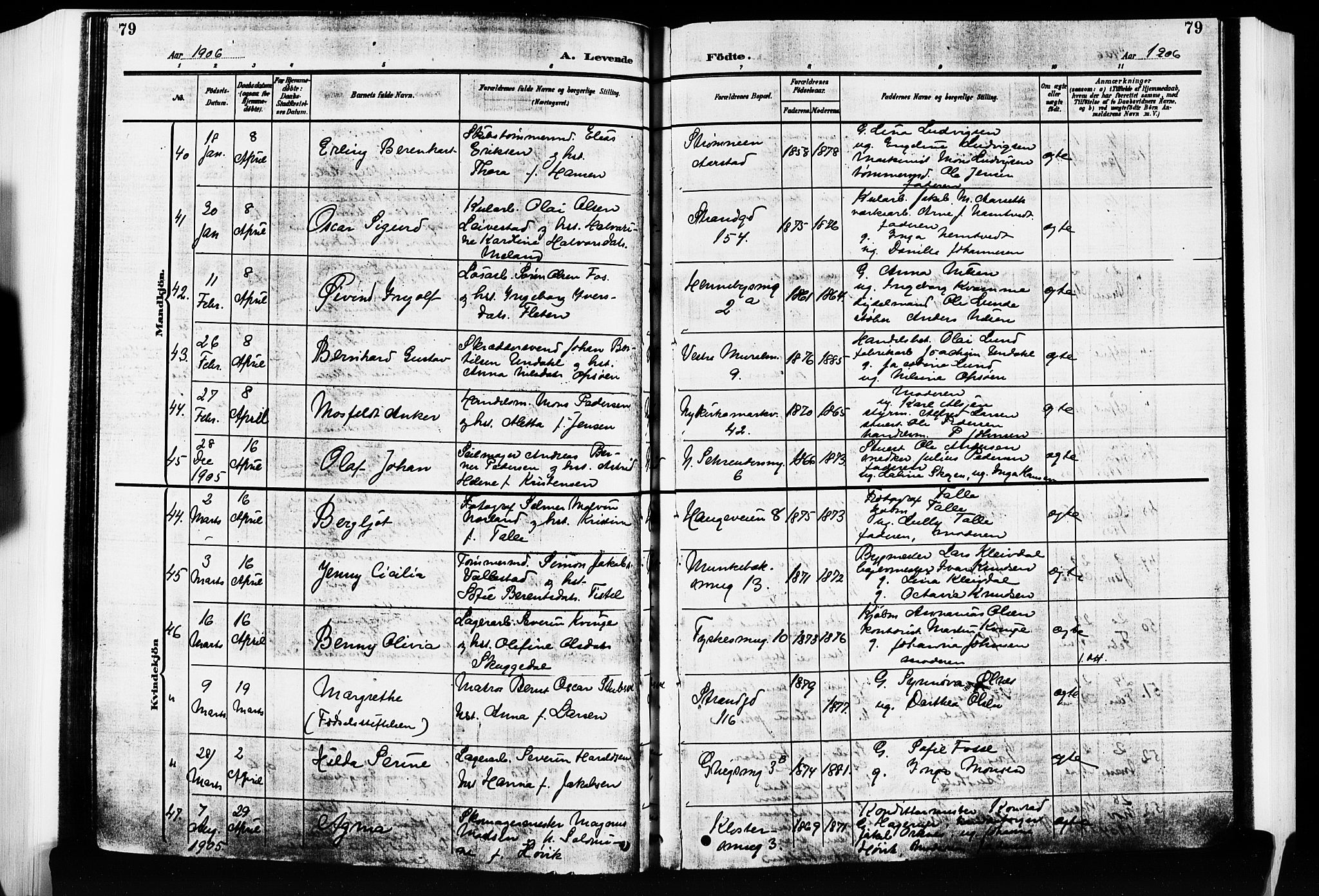 Nykirken Sokneprestembete, AV/SAB-A-77101/H/Hab: Parish register (copy) no. B 5, 1904-1908, p. 79