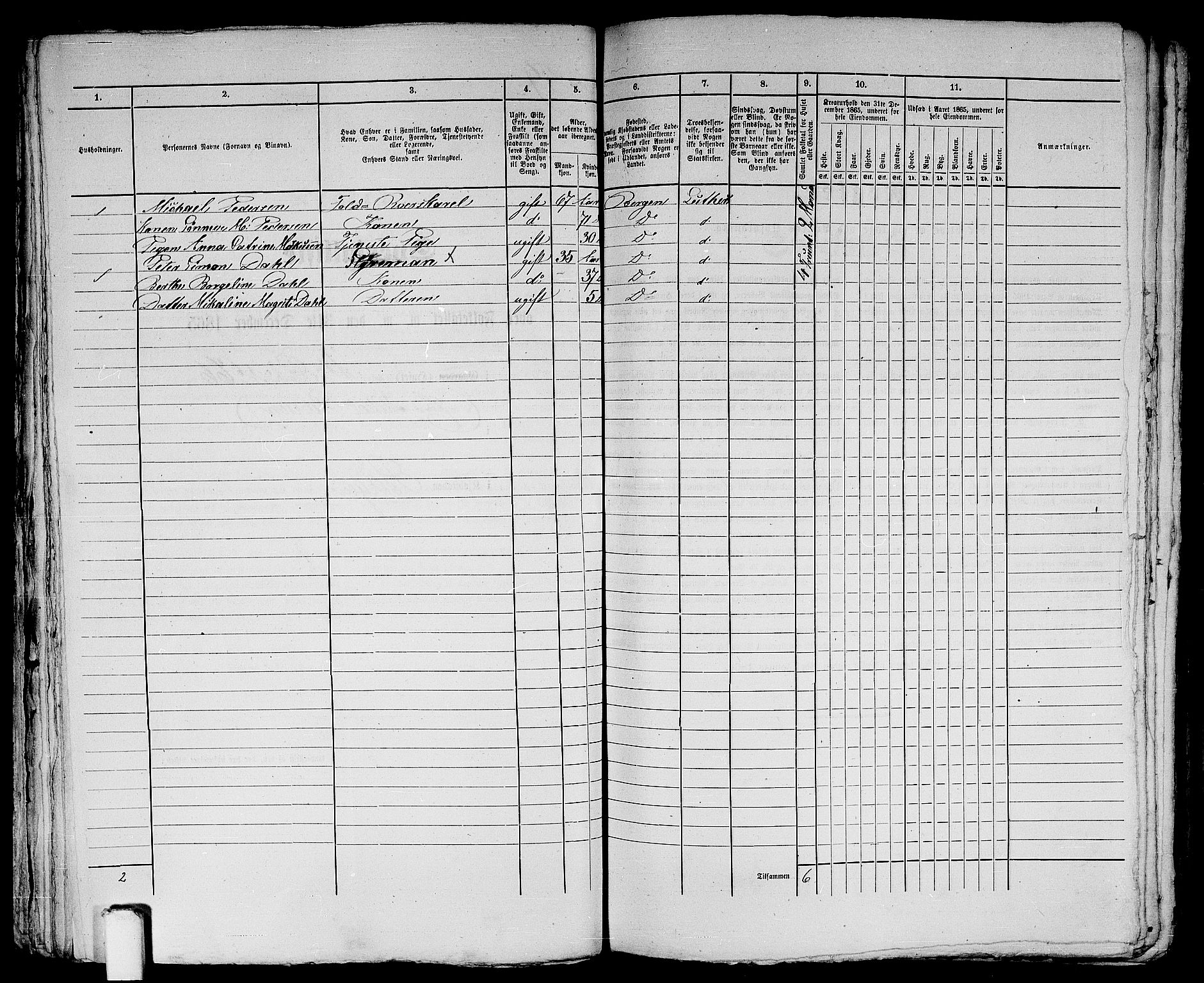 RA, 1865 census for Bergen, 1865, p. 161