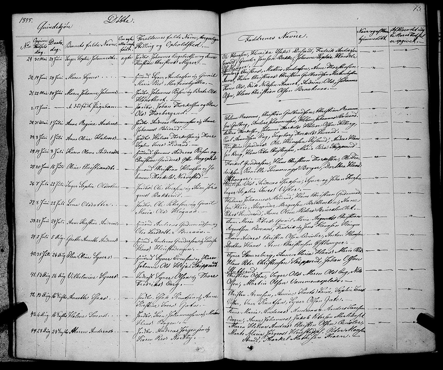 Skiptvet prestekontor Kirkebøker, AV/SAO-A-20009/F/Fa/L0006: Parish register (official) no. 6, 1839-1860, p. 73