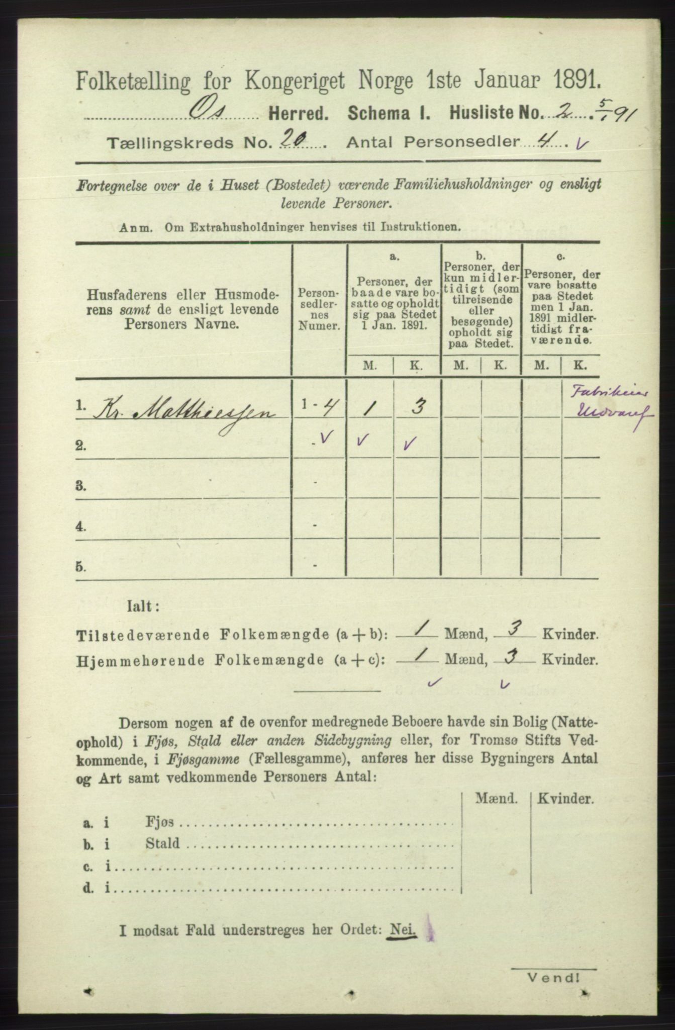 RA, 1891 census for 1243 Os, 1891, p. 4403