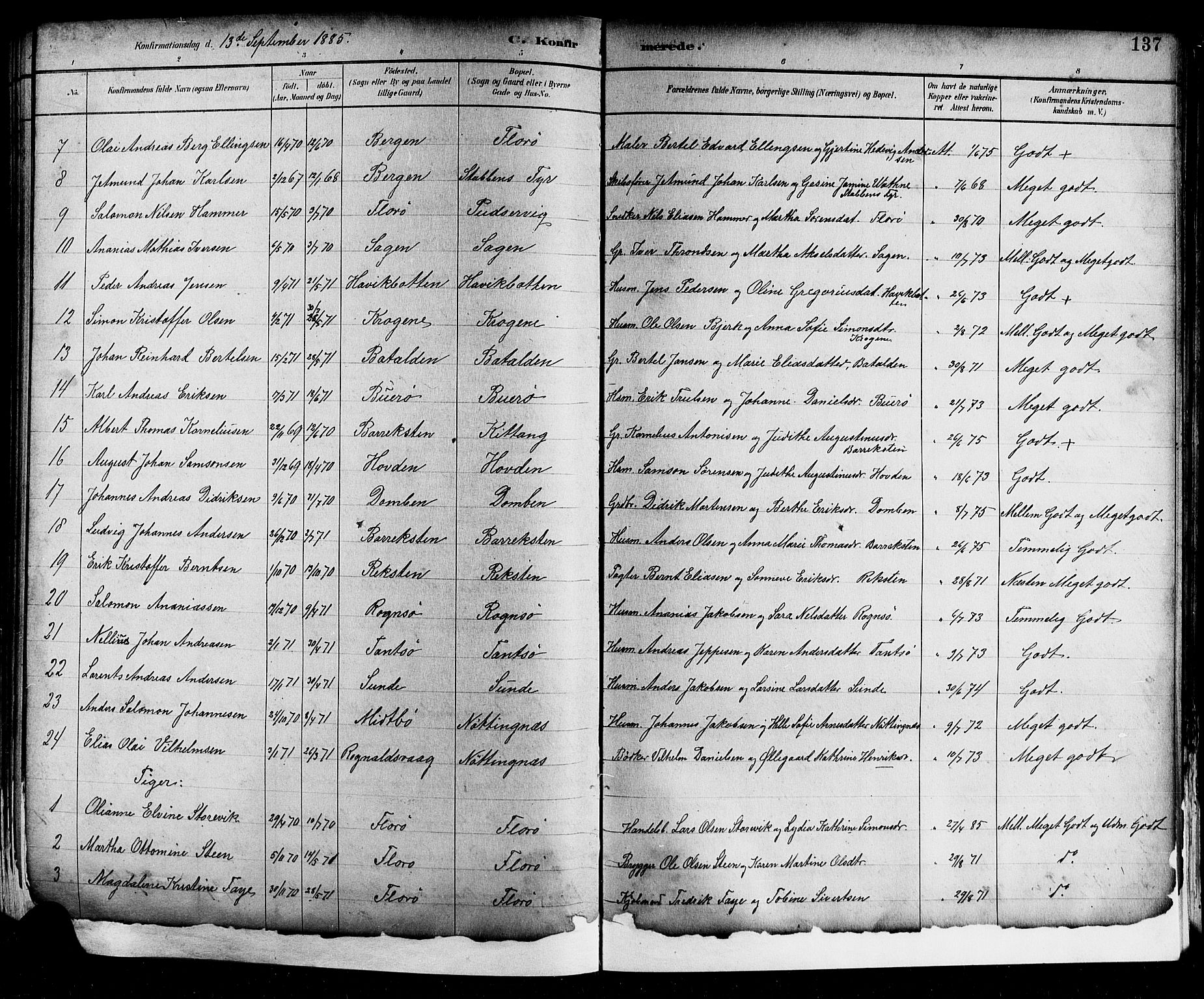 Kinn sokneprestembete, SAB/A-80801/H/Hab/Haba/L0002: Parish register (copy) no. A 2, 1882-1906, p. 137