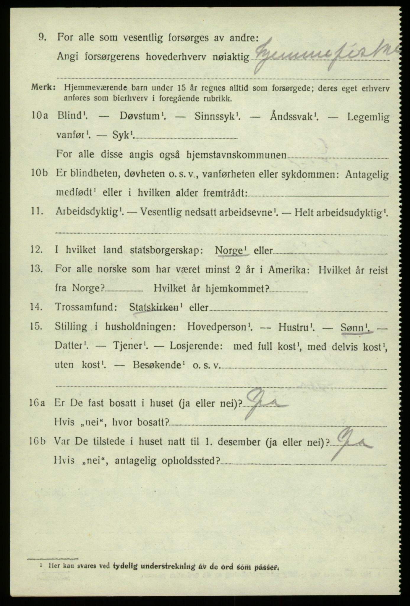 SAB, 1920 census for Fjell, 1920, p. 5085