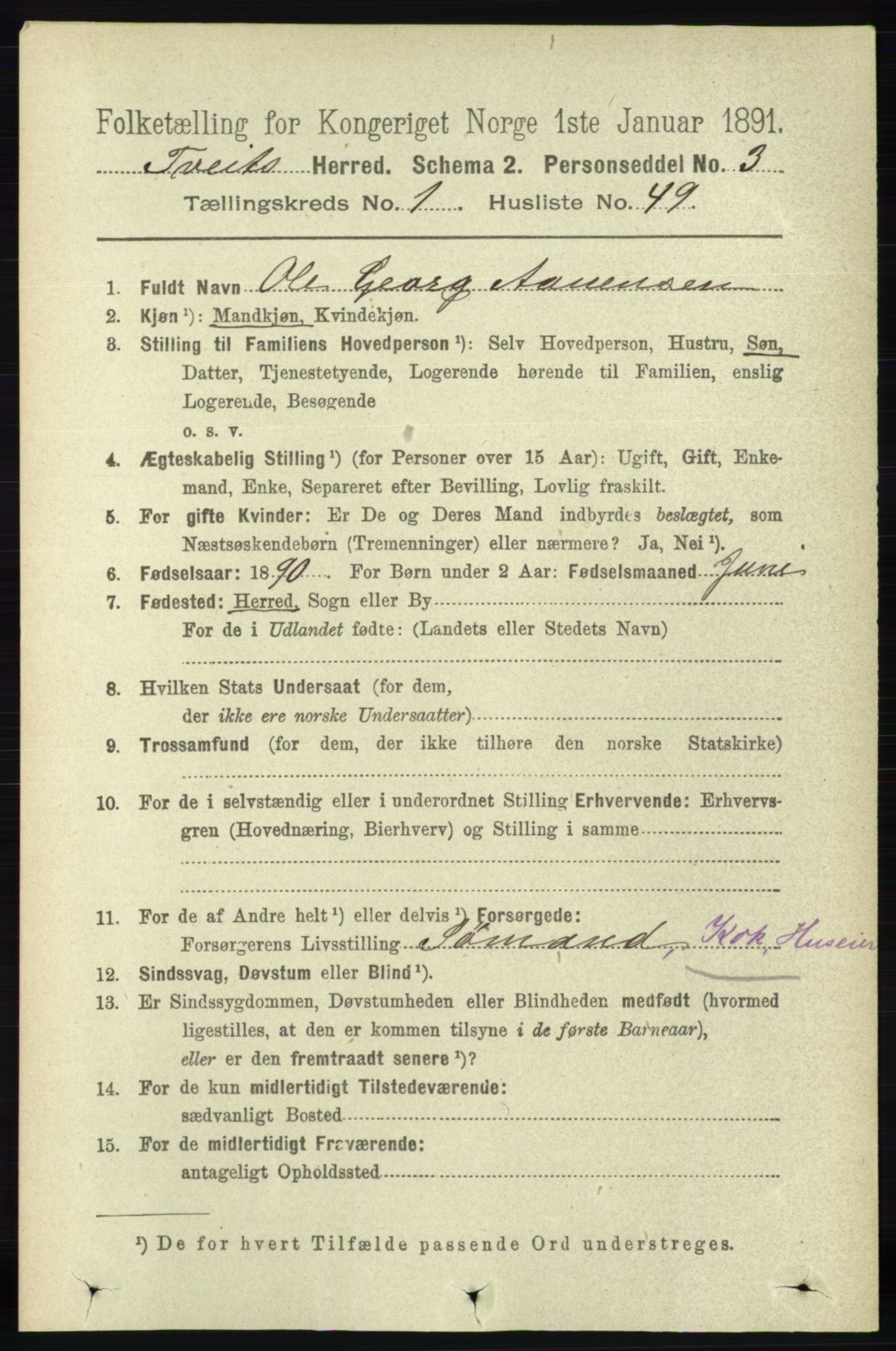 RA, 1891 census for 1013 Tveit, 1891, p. 322