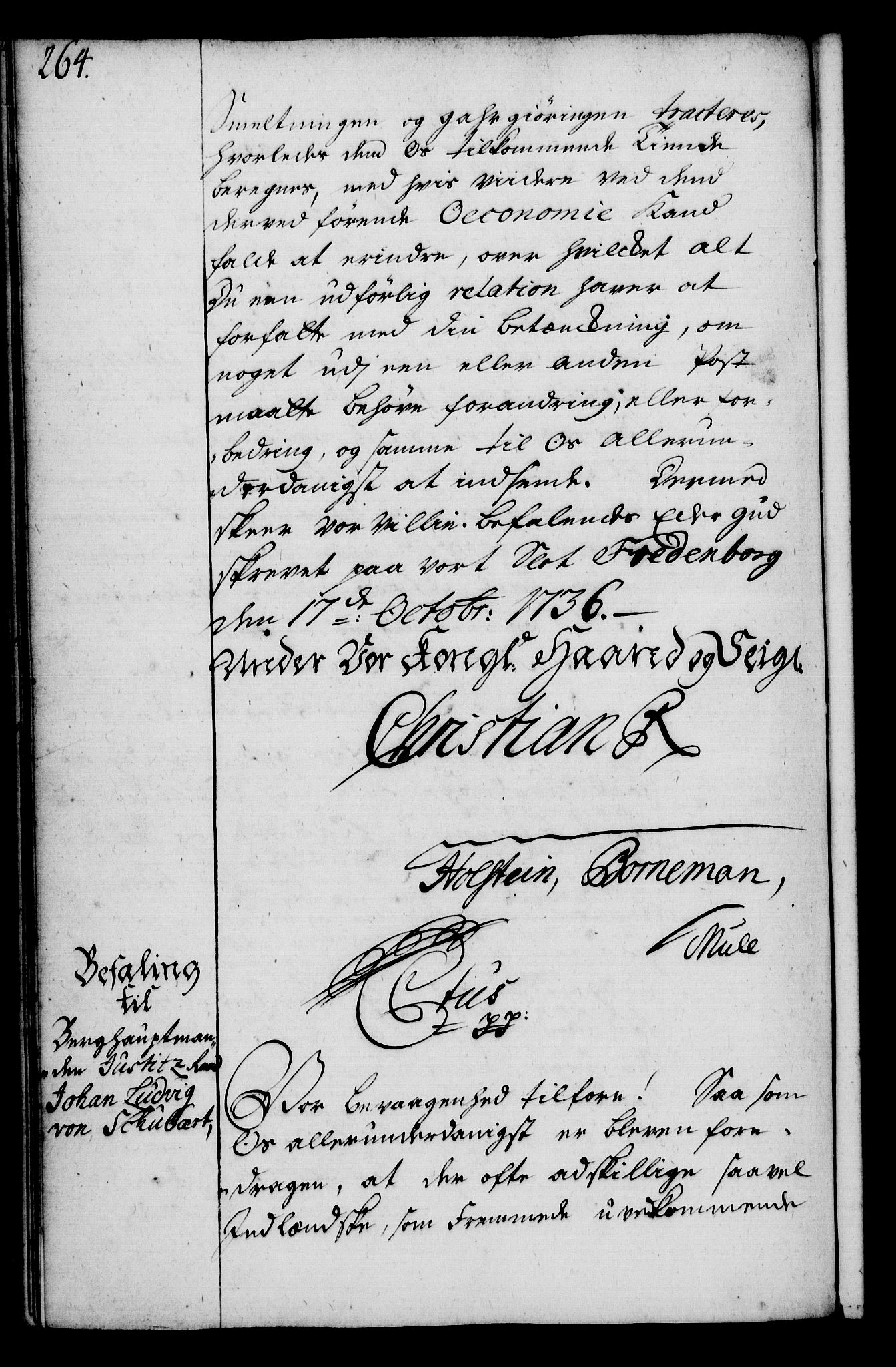 Rentekammeret, Kammerkanselliet, RA/EA-3111/G/Gg/Gga/L0004: Norsk ekspedisjonsprotokoll med register (merket RK 53.4), 1734-1741, p. 264