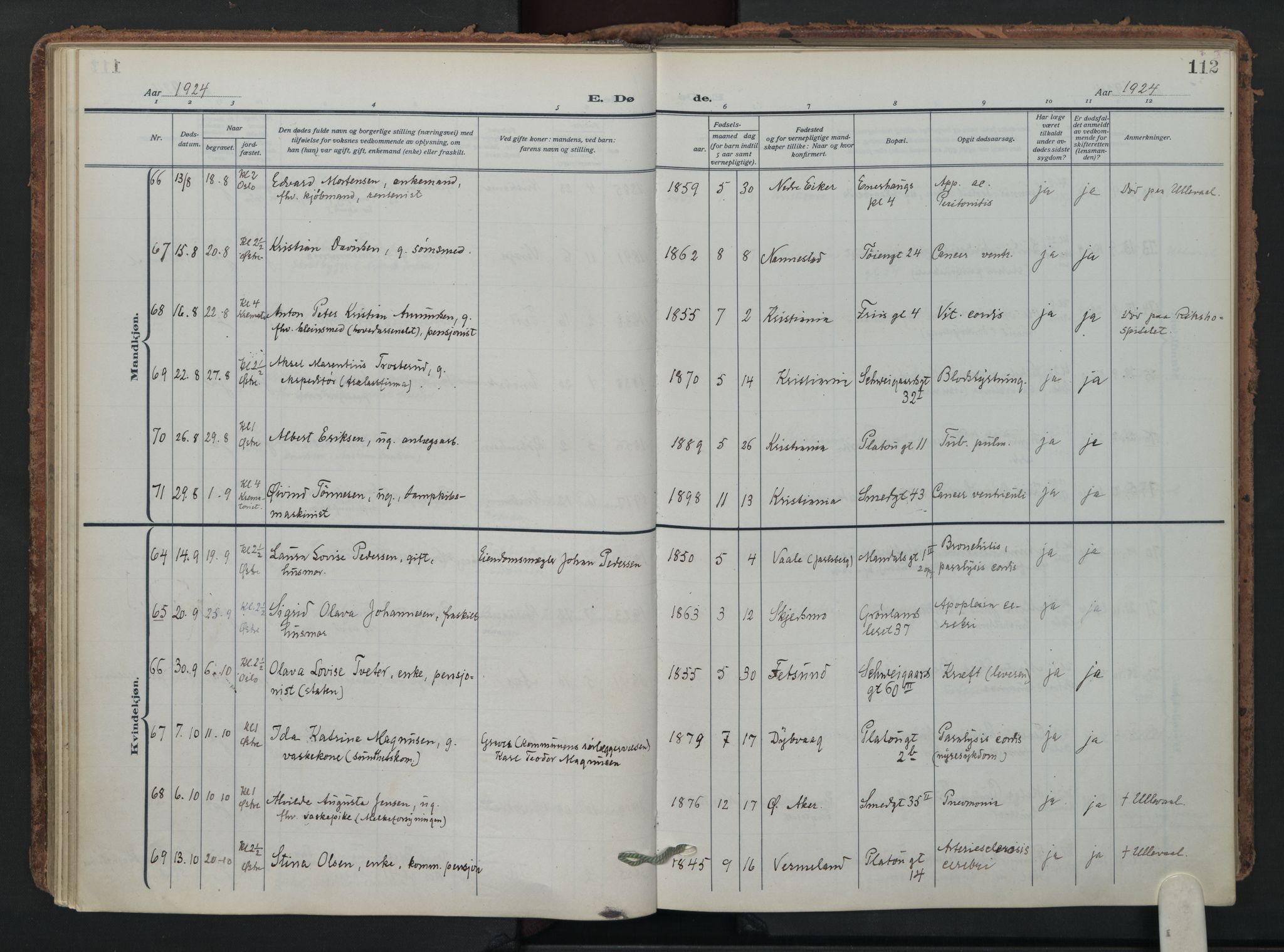 Grønland prestekontor Kirkebøker, AV/SAO-A-10848/F/Fa/L0019: Parish register (official) no. 19, 1918-1938, p. 112