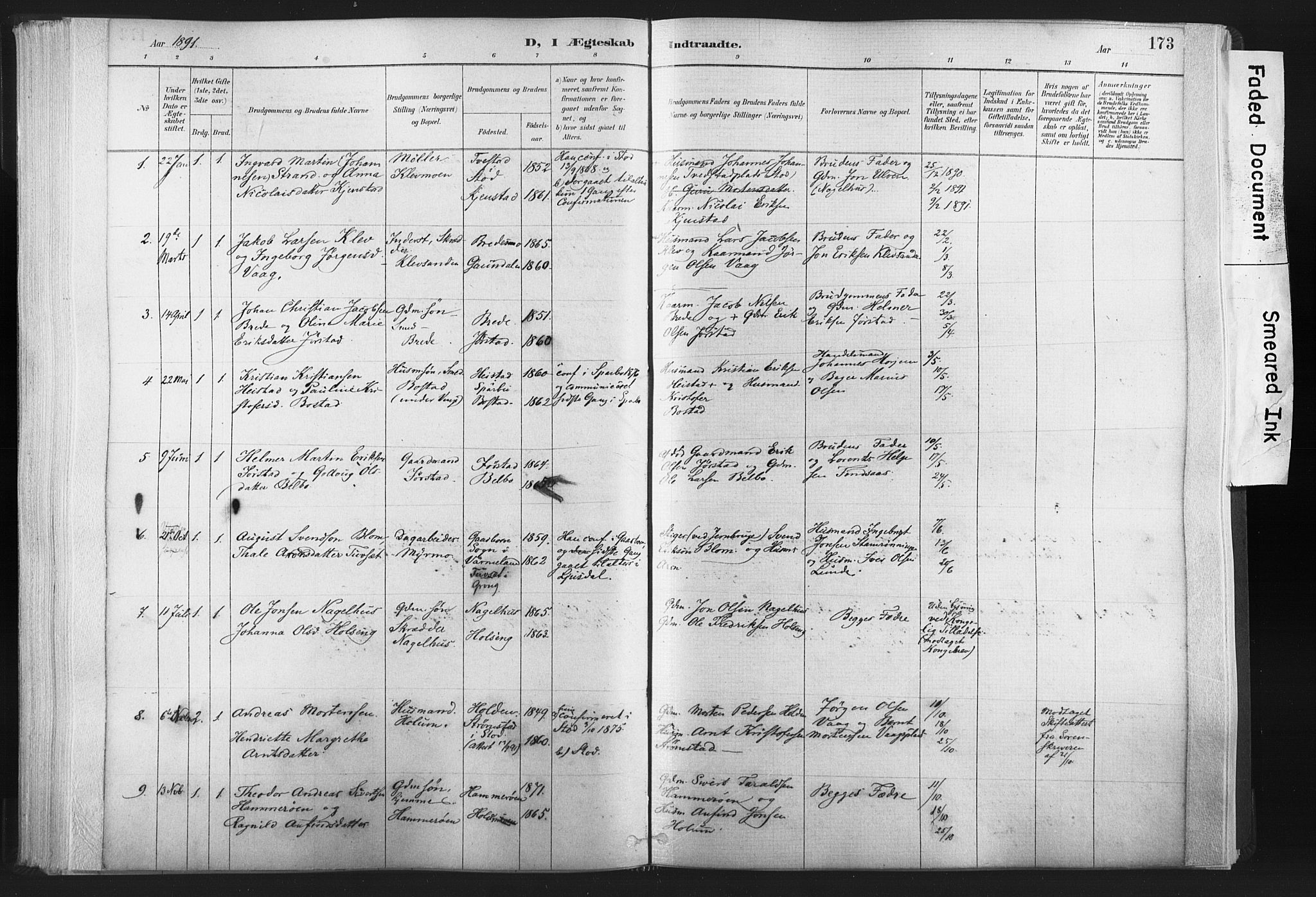 Ministerialprotokoller, klokkerbøker og fødselsregistre - Nord-Trøndelag, SAT/A-1458/749/L0474: Parish register (official) no. 749A08, 1887-1903, p. 173