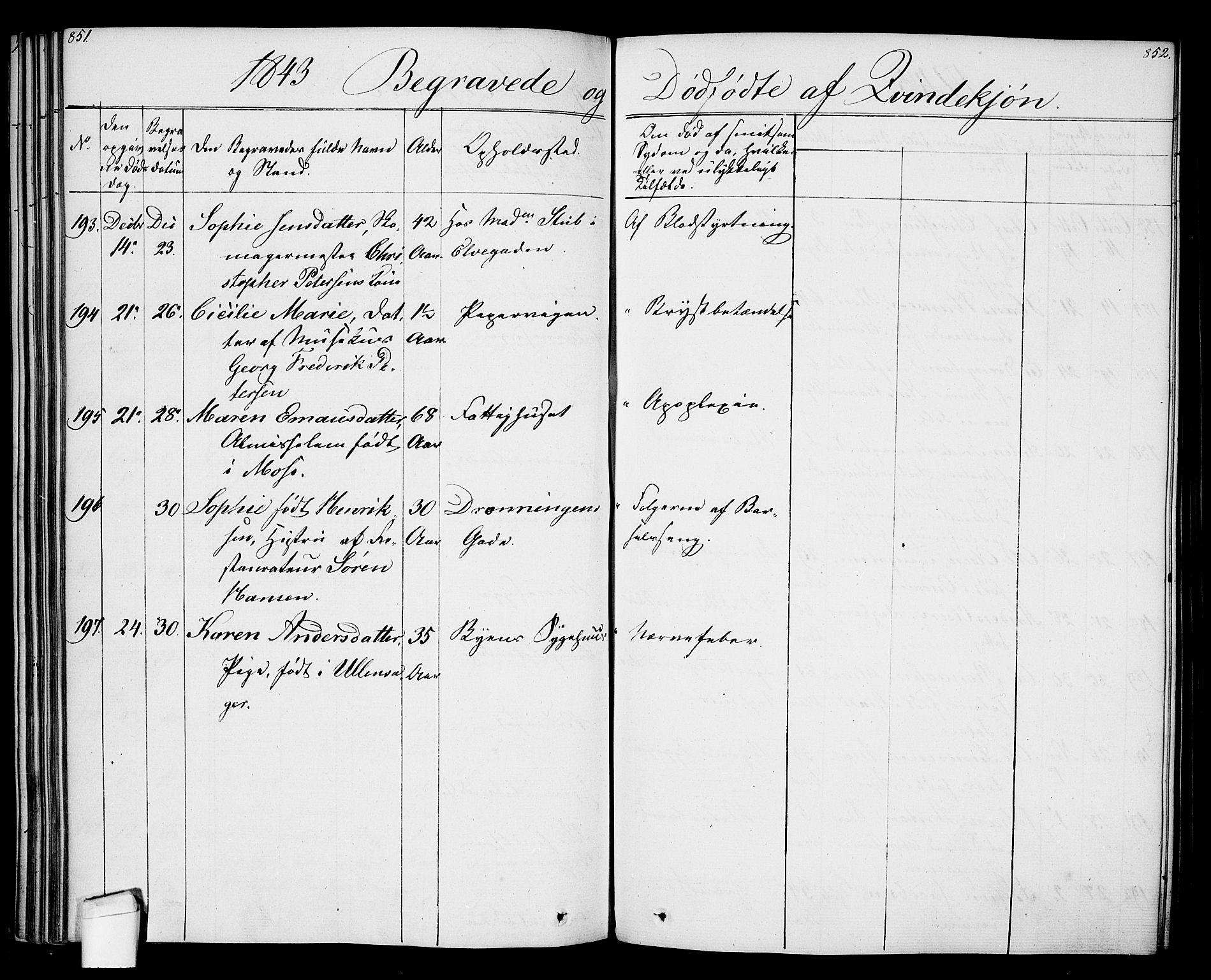 Oslo domkirke Kirkebøker, AV/SAO-A-10752/F/Fa/L0024: Parish register (official) no. 24, 1833-1846, p. 851-852