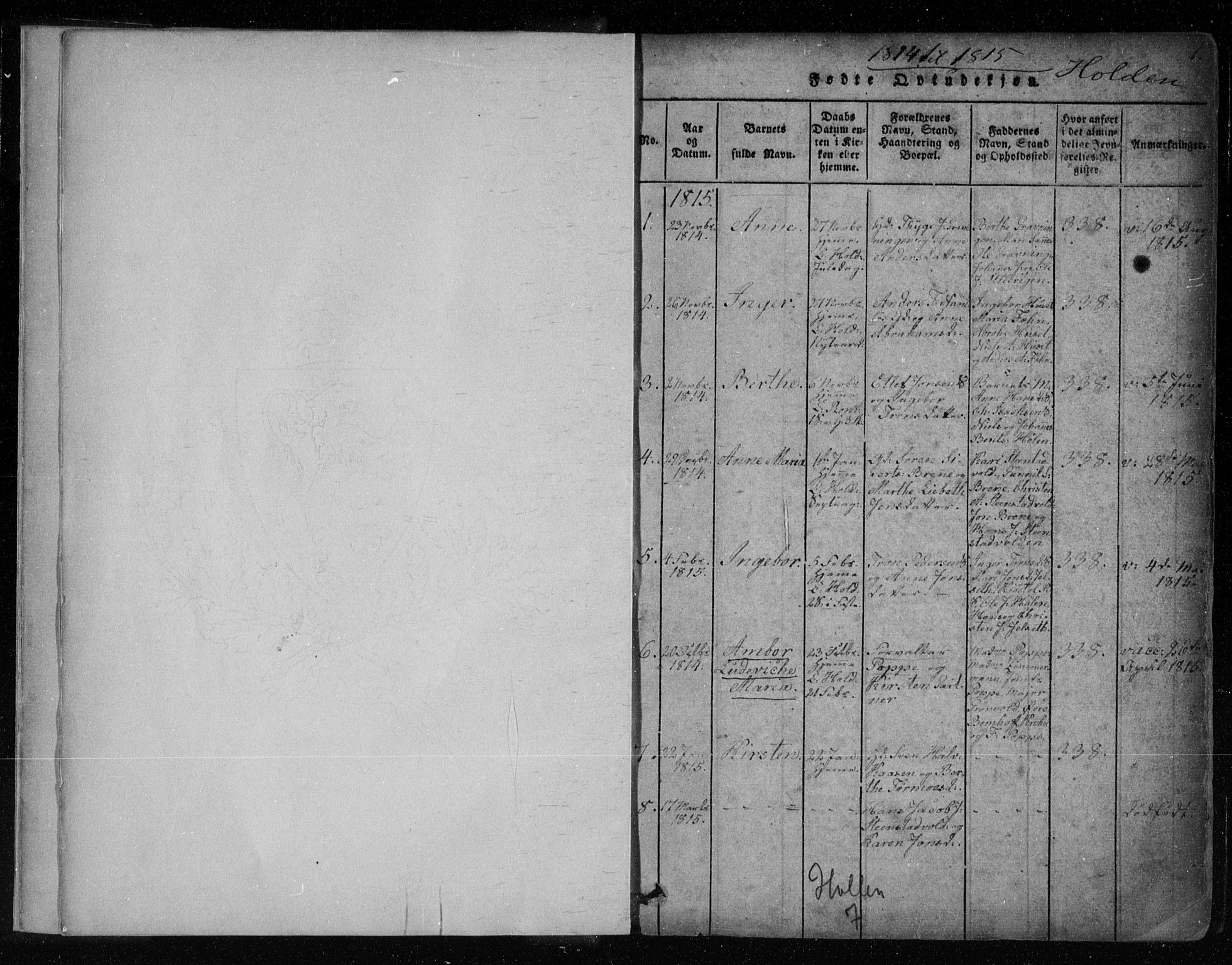 Holla kirkebøker, SAKO/A-272/F/Fa/L0003: Parish register (official) no. 3, 1815-1830, p. 1