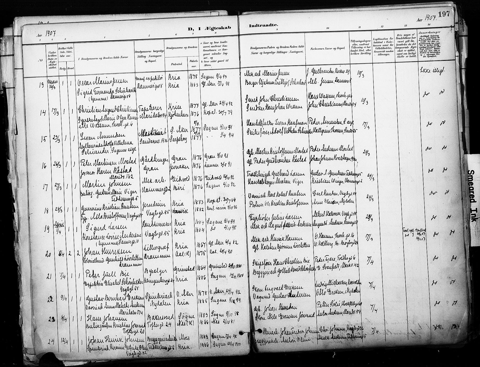 Sagene prestekontor Kirkebøker, SAO/A-10796/F/L0005: Parish register (official) no. 5, 1898-1911, p. 197