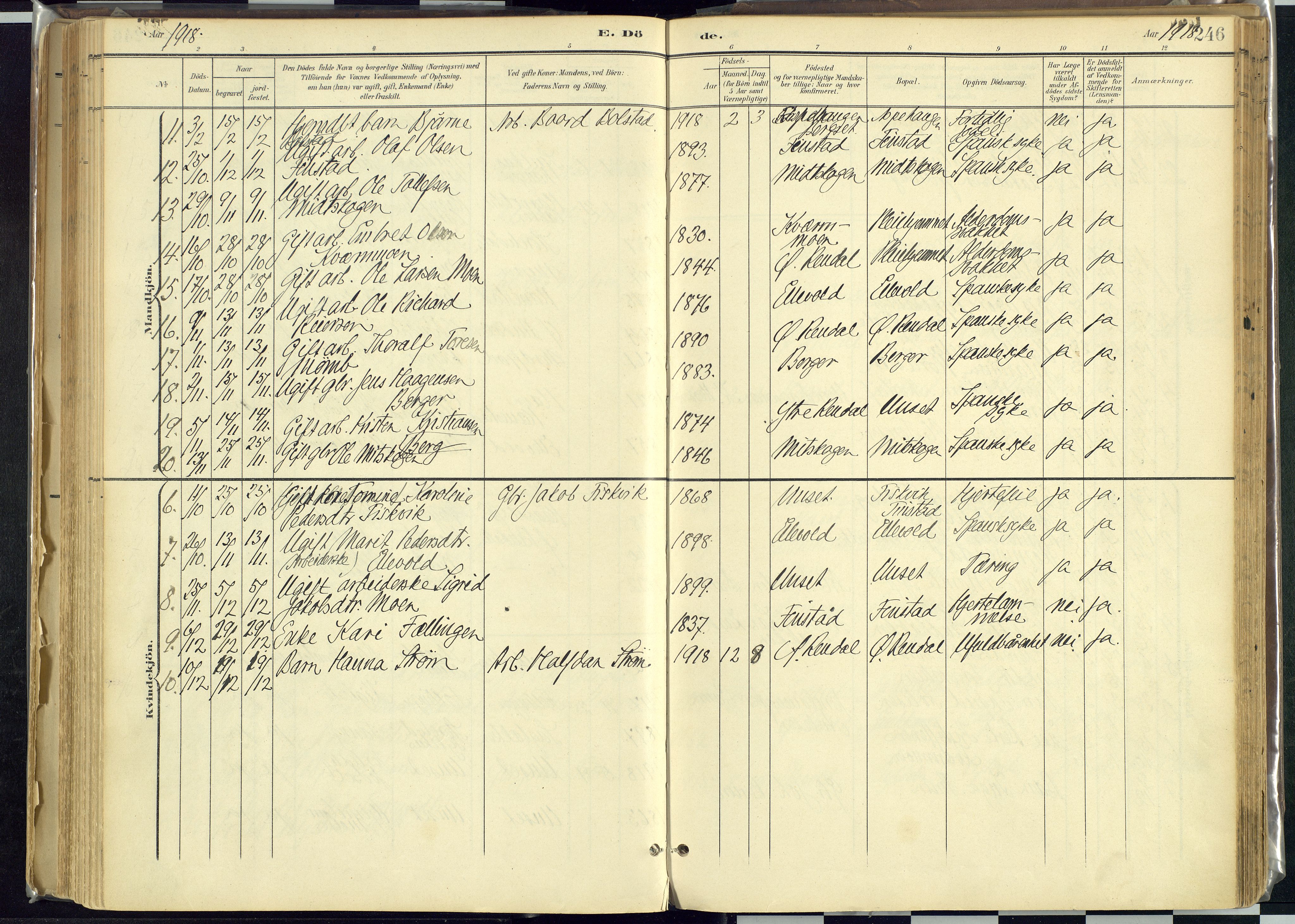 Rendalen prestekontor, AV/SAH-PREST-054/H/Ha/Haa/L0012: Parish register (official) no. 12, 1901-1928, p. 246