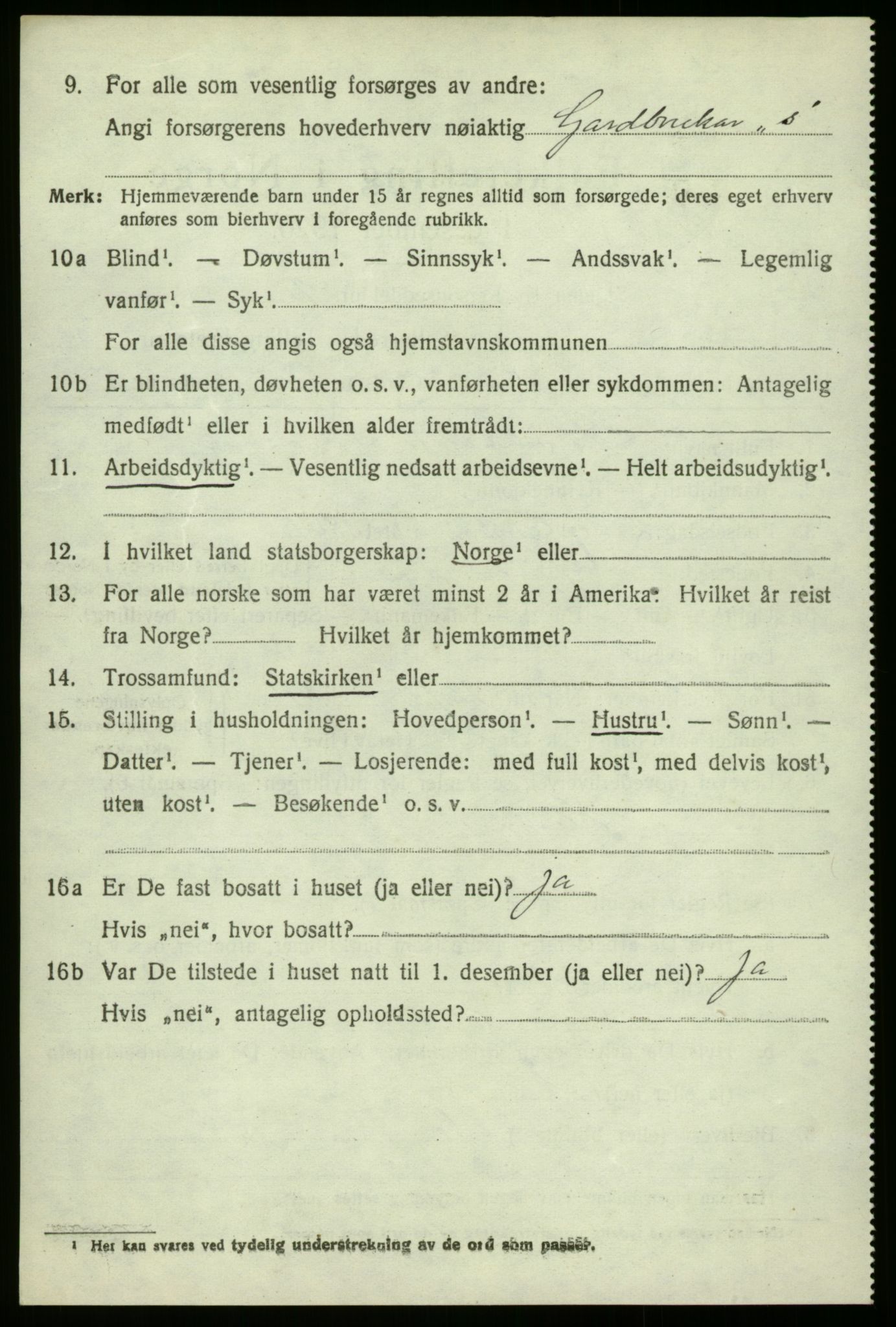 SAB, 1920 census for Gulen, 1920, p. 1518